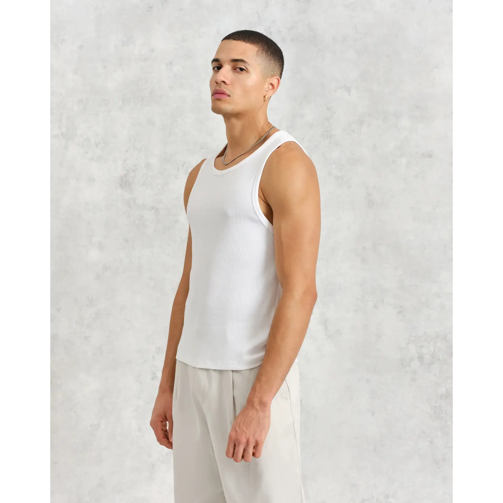 Wax London Wax London Montague rib vest white