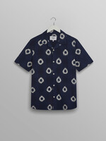 Wax London Wax London Didcot ss shirt circle ikat blue