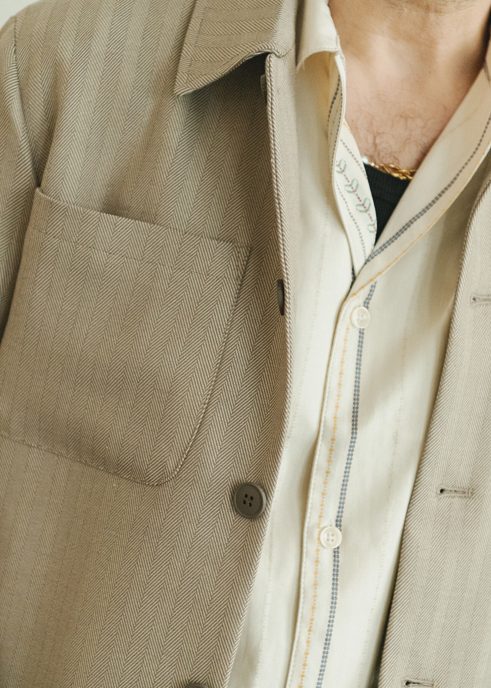 Les Deux Les Deux Marseille Herringbone Jacket Walnut/Light Desert Sand