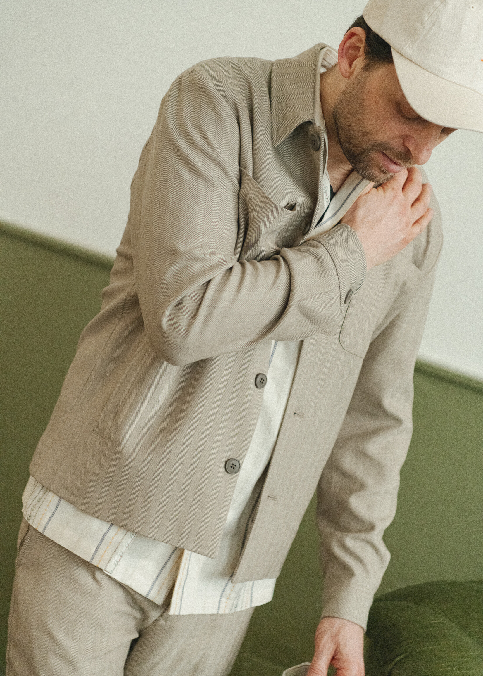 Les Deux Les Deux Marseille Herringbone Jacket Walnut/Light Desert Sand