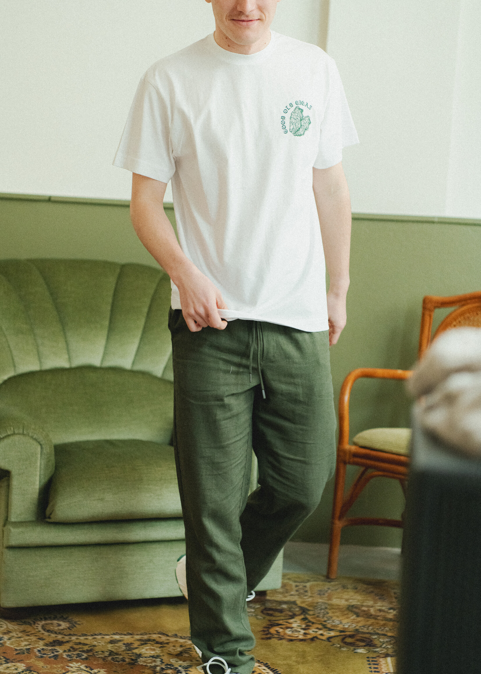 Les Deux Les Deux Patrick Linen Pants Forest Green