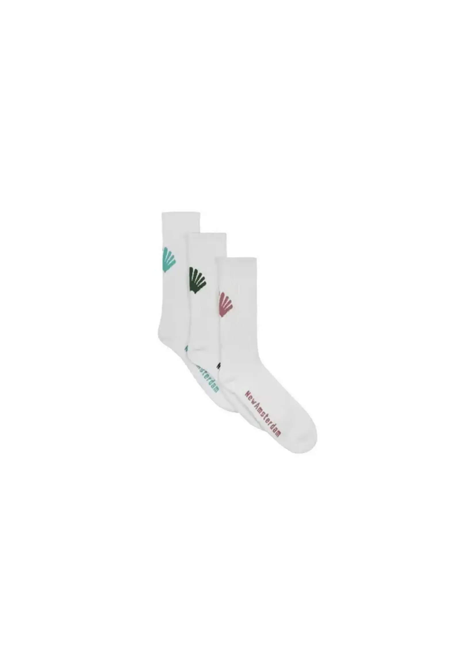 New Amsterdam Surf Association New Amsterdam Surf Association Logo Socks 3 Pack White Base/Marine Blue/ Cameo Brown/Kombu Green