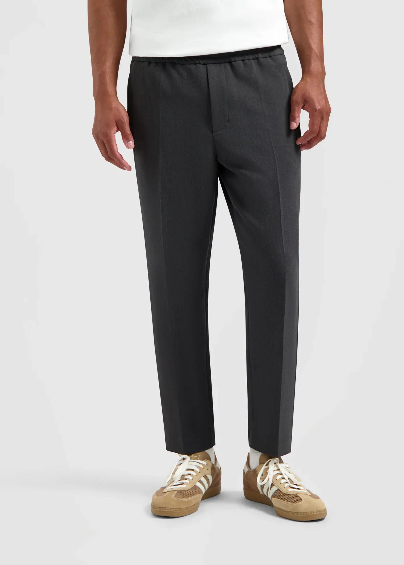 Olaf Hussein Olaf Tailored Slim Elasticated Pants Grey Melange