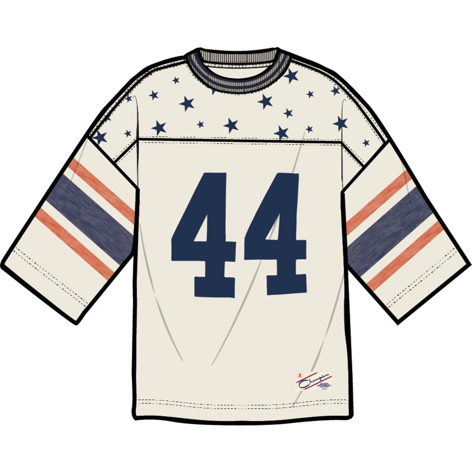 Champion Champion 221105 Crewneck T-shirt  Off White/Navy