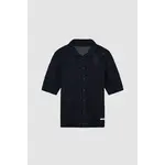 Arte Arte Crochet Knit Button Shirt Navy