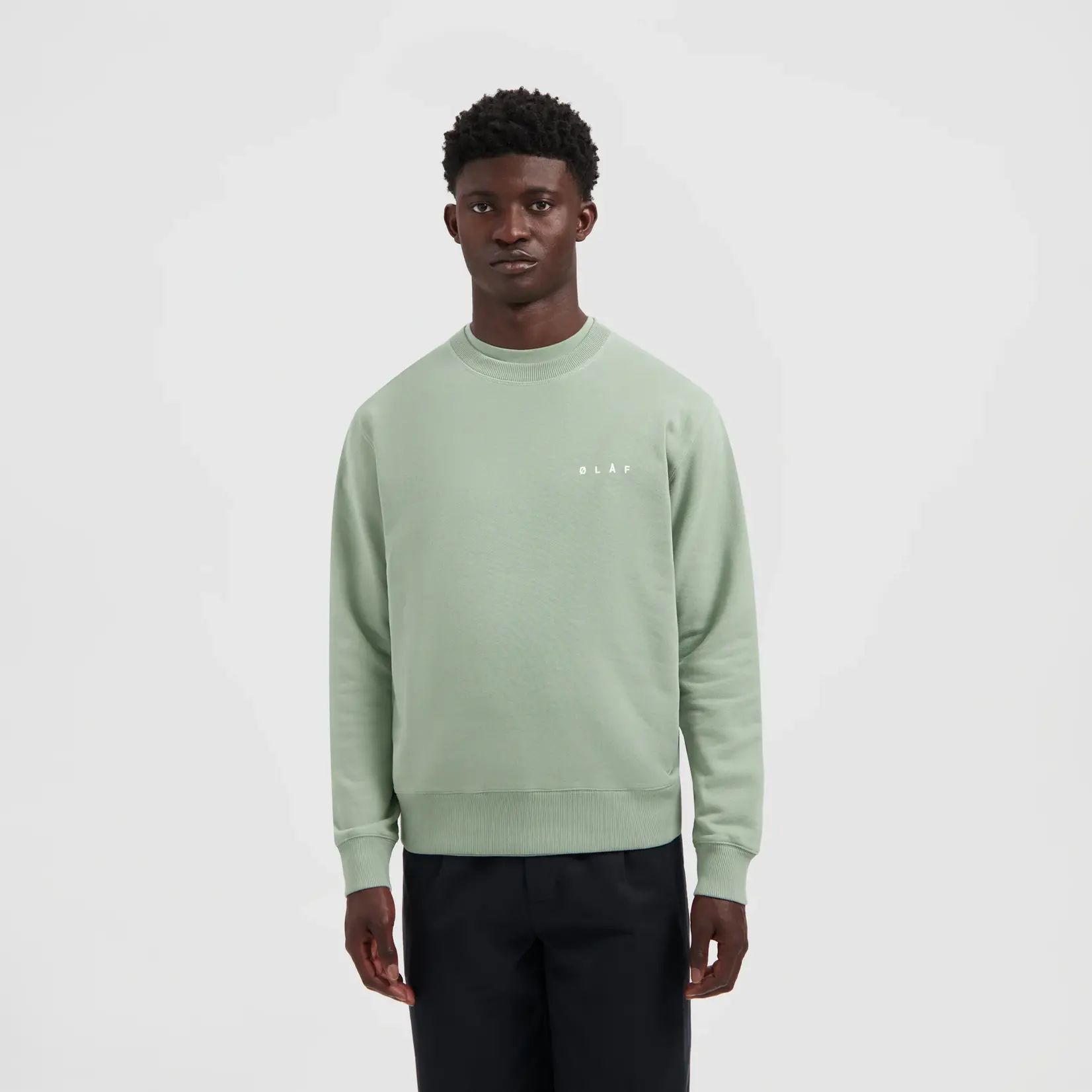 Olaf Hussein Olaf Lined Face crewneck green milieu