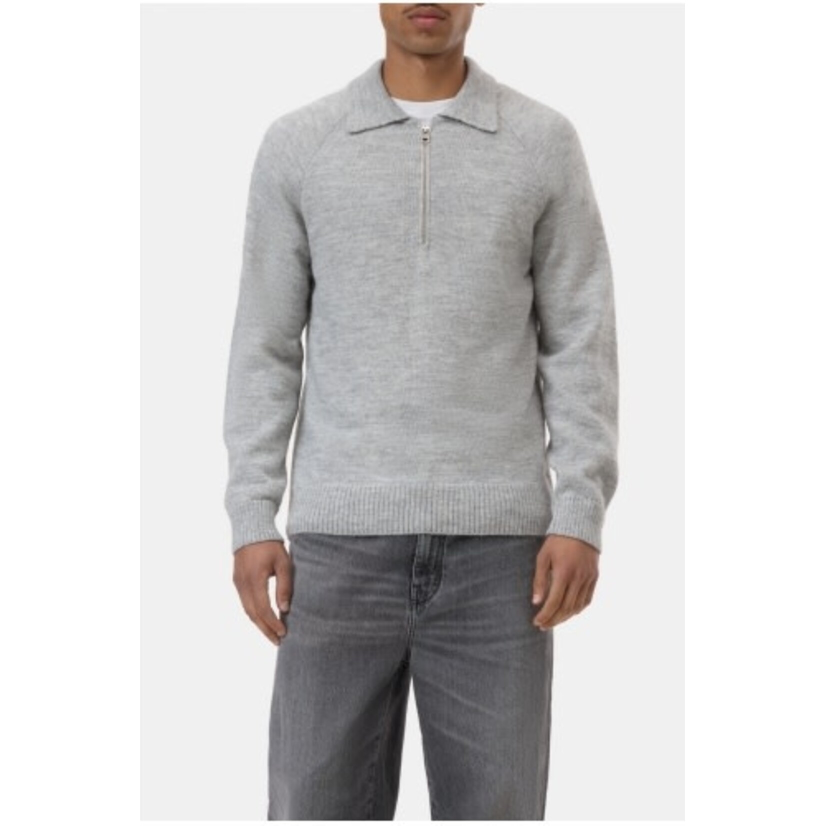 Closed Closed Knitted Polo Jumper Light Grey Melange