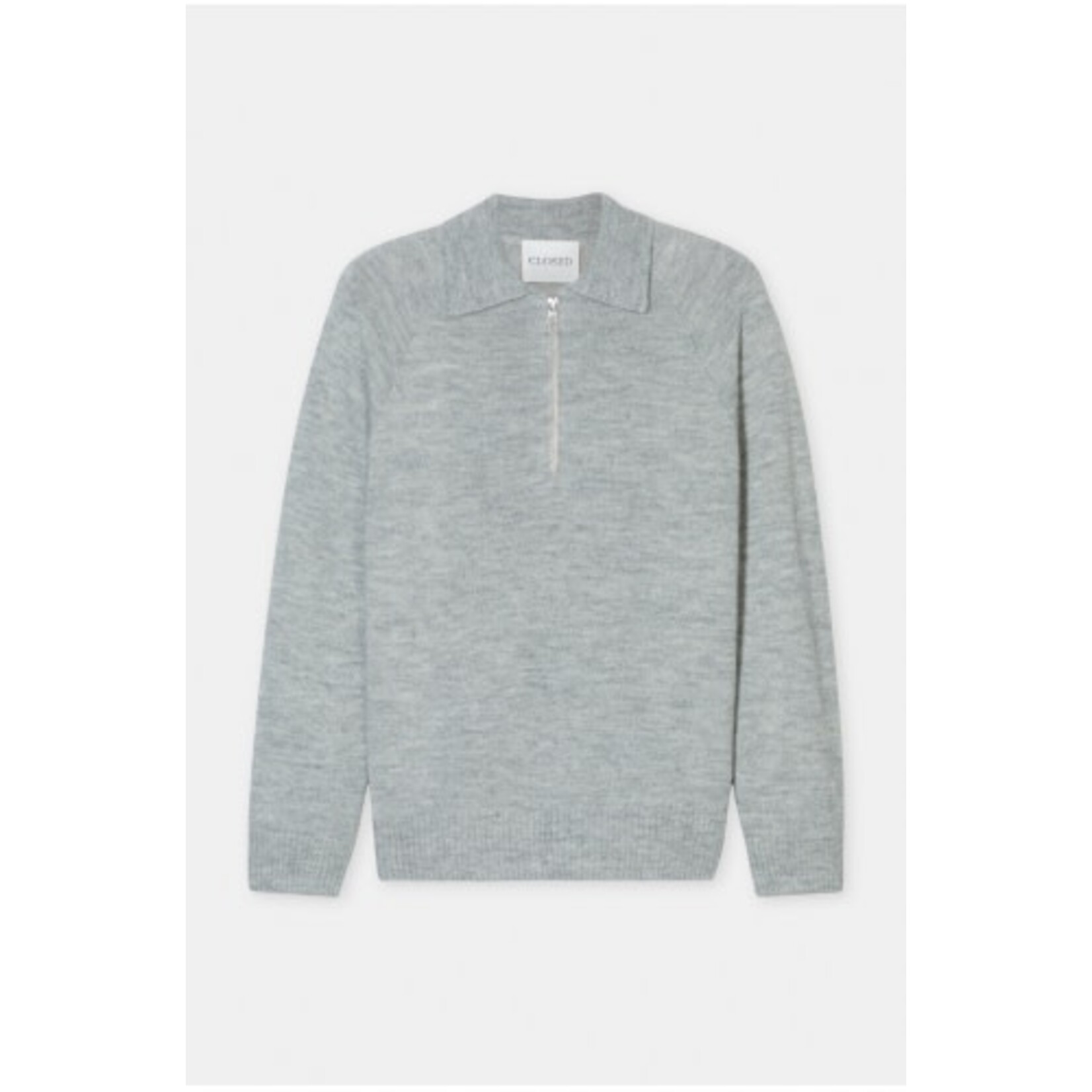 Closed Closed Knitted Polo Jumper Light Grey Melange