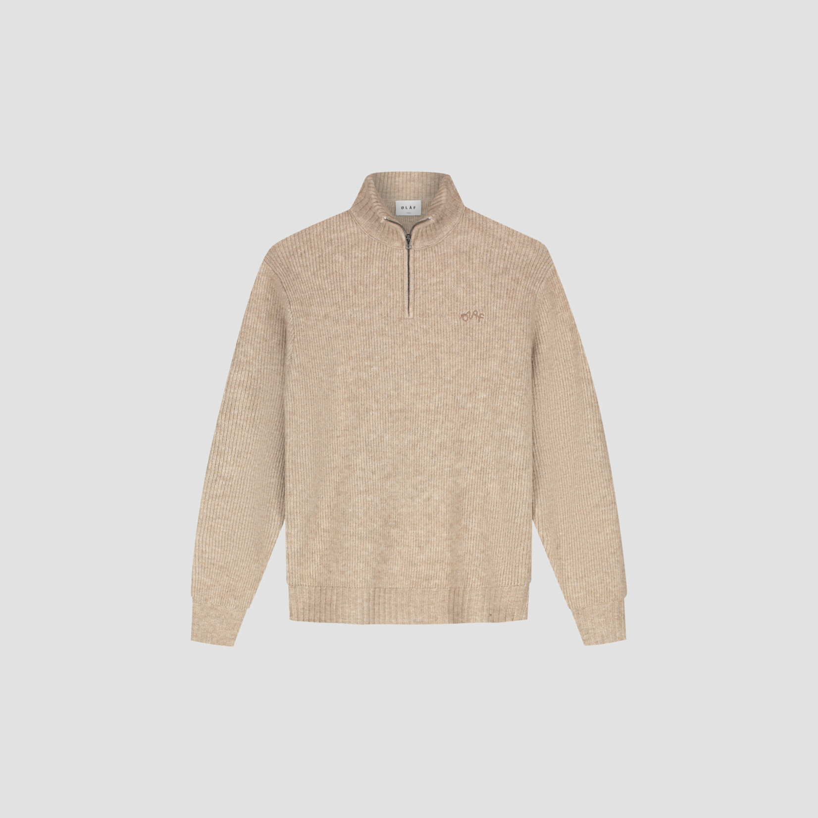 Olaf Hussein Olaf Signature knitted zip mock hemp