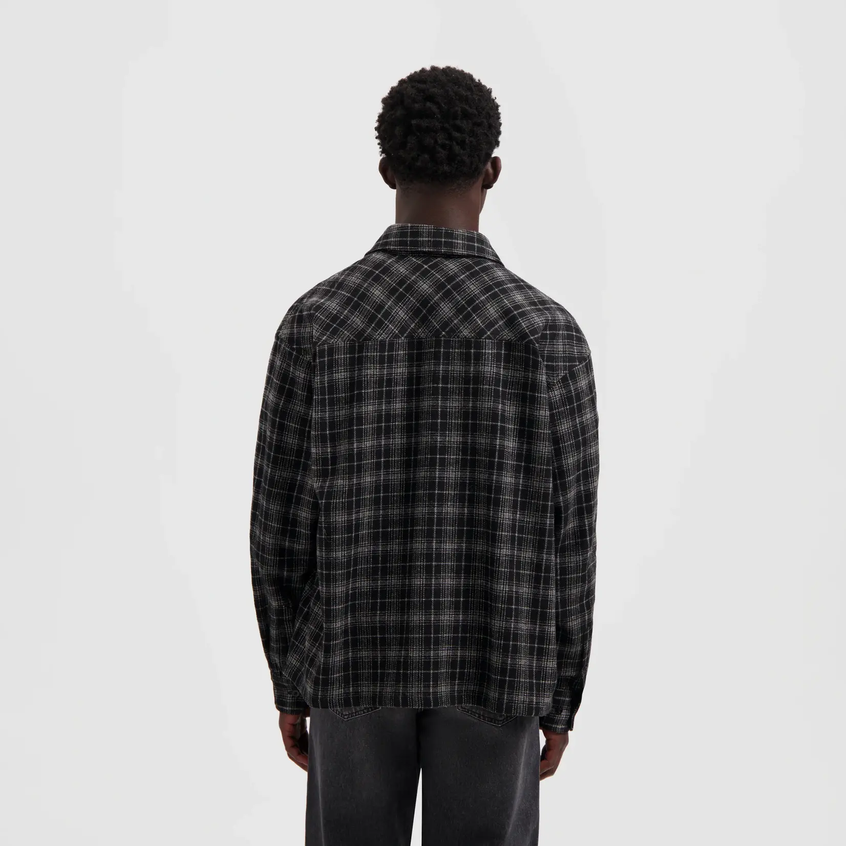 Olaf Hussein Olaf Plaid boxy shirt charcoal