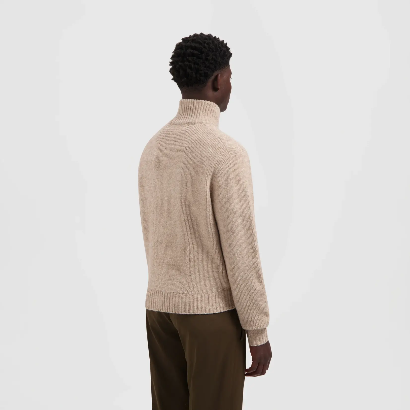 Olaf Hussein Olaf Signature knitted zip mock hemp