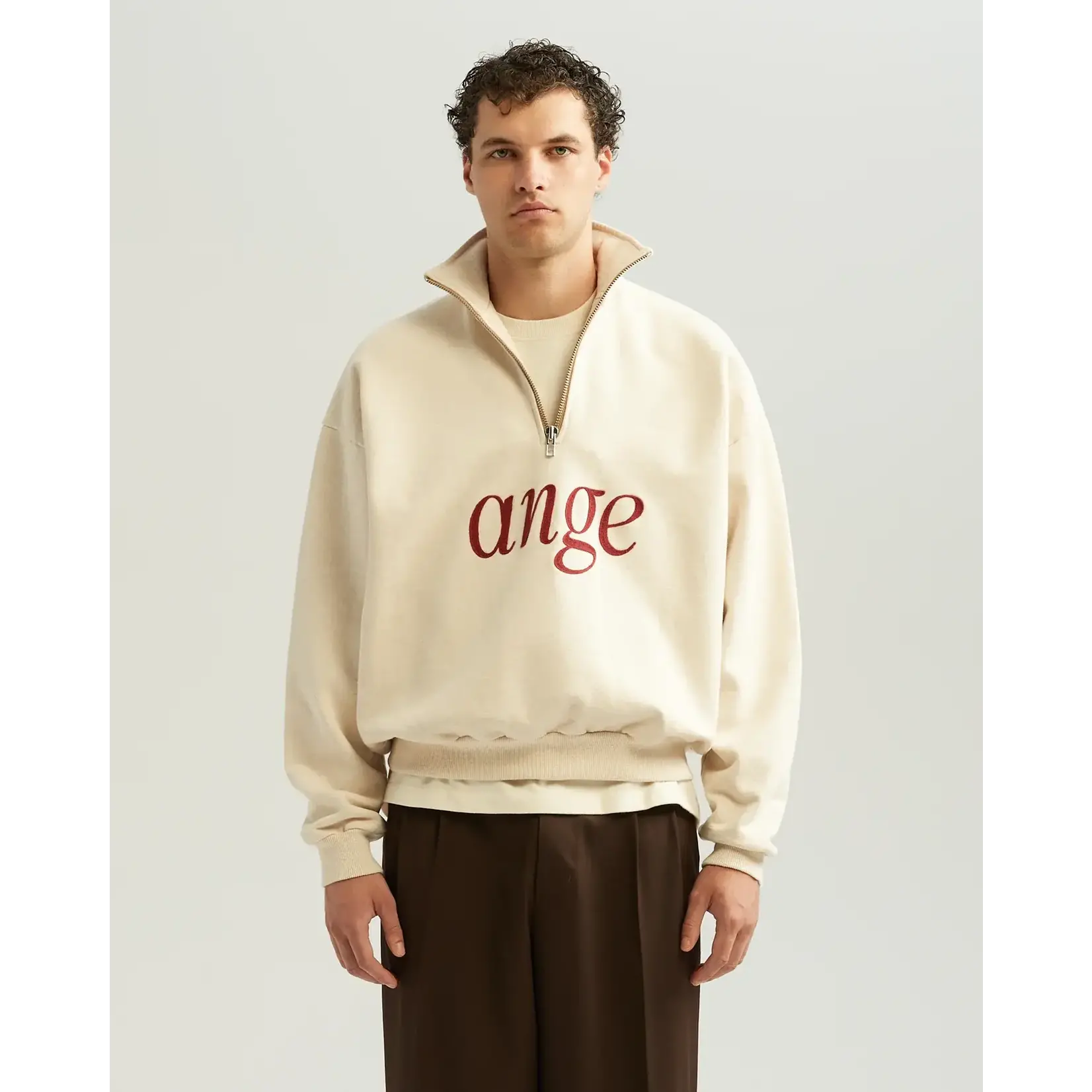 Ange Projects Ange Projects Zipped Roll-Neck Sweater Oatmeal