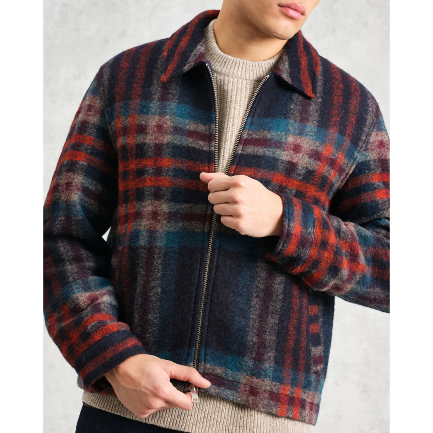 Wax London Wax London Heath Jacket Wool Check Navy / Multi