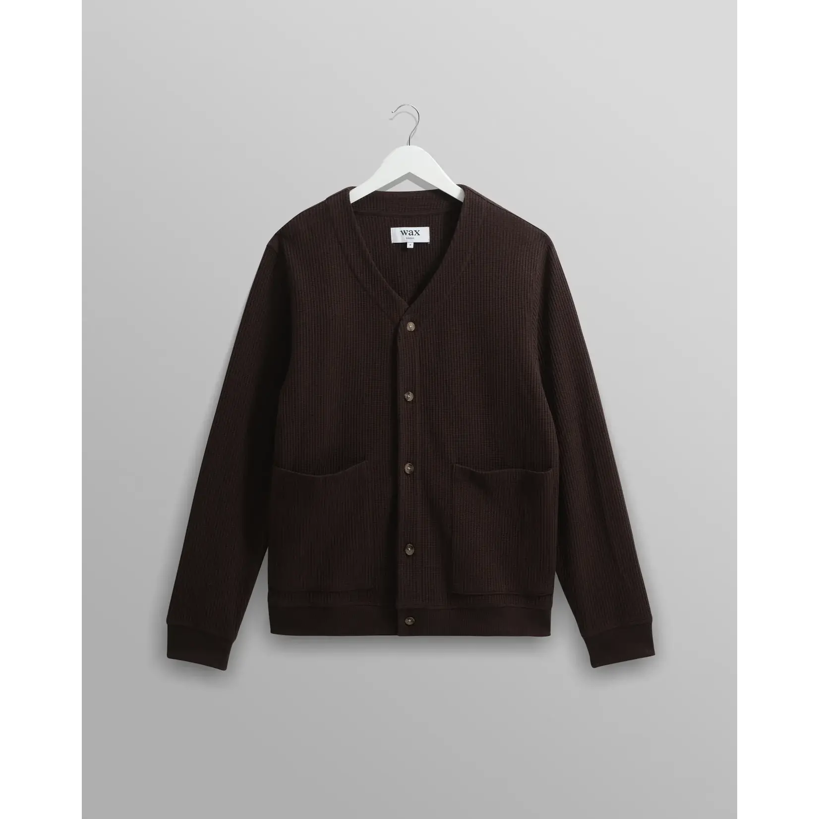 Wax London Wax London Guildford Cardigan Rigid Waffle Dark Brown