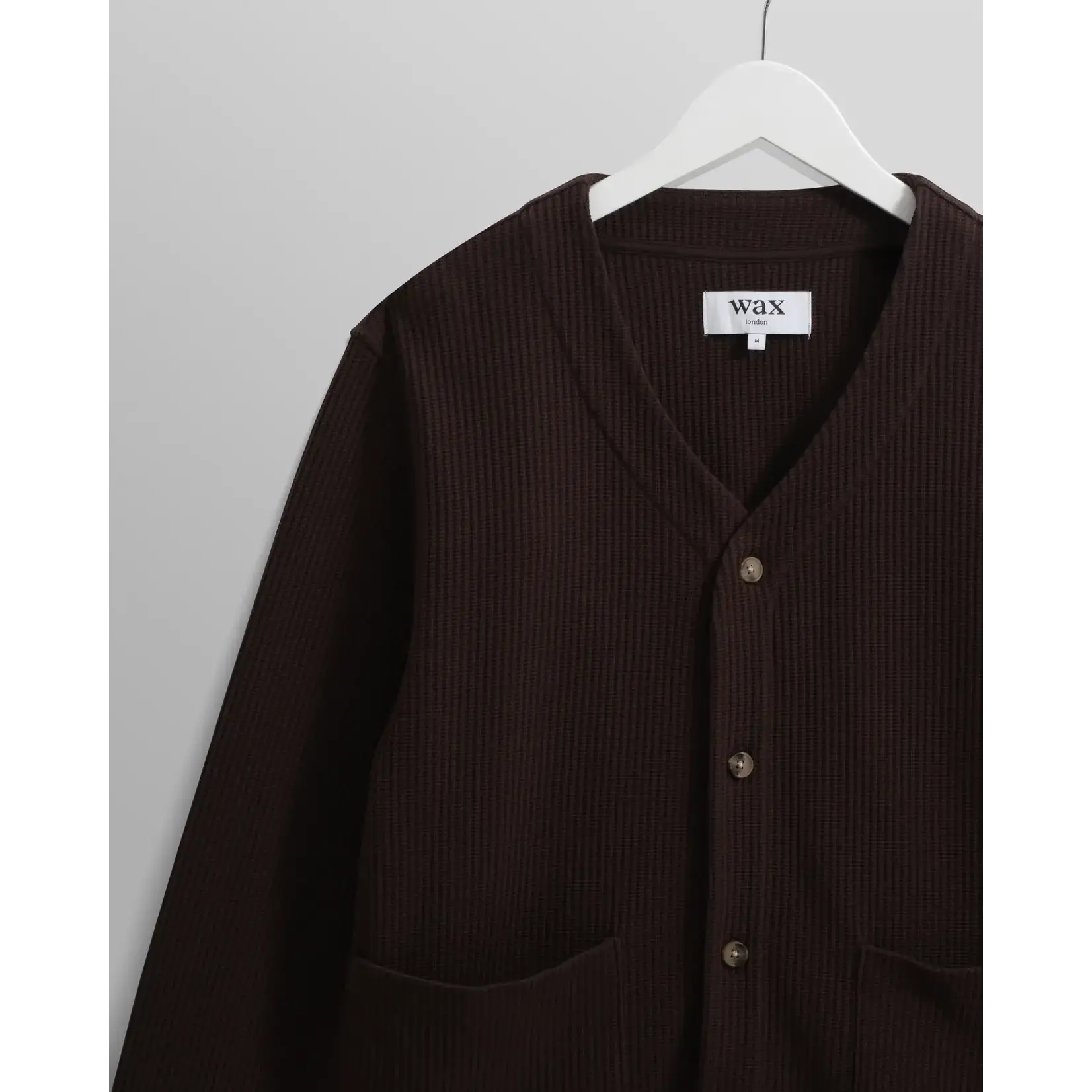 Wax London Wax London Guildford Cardigan Rigid Waffle Dark Brown