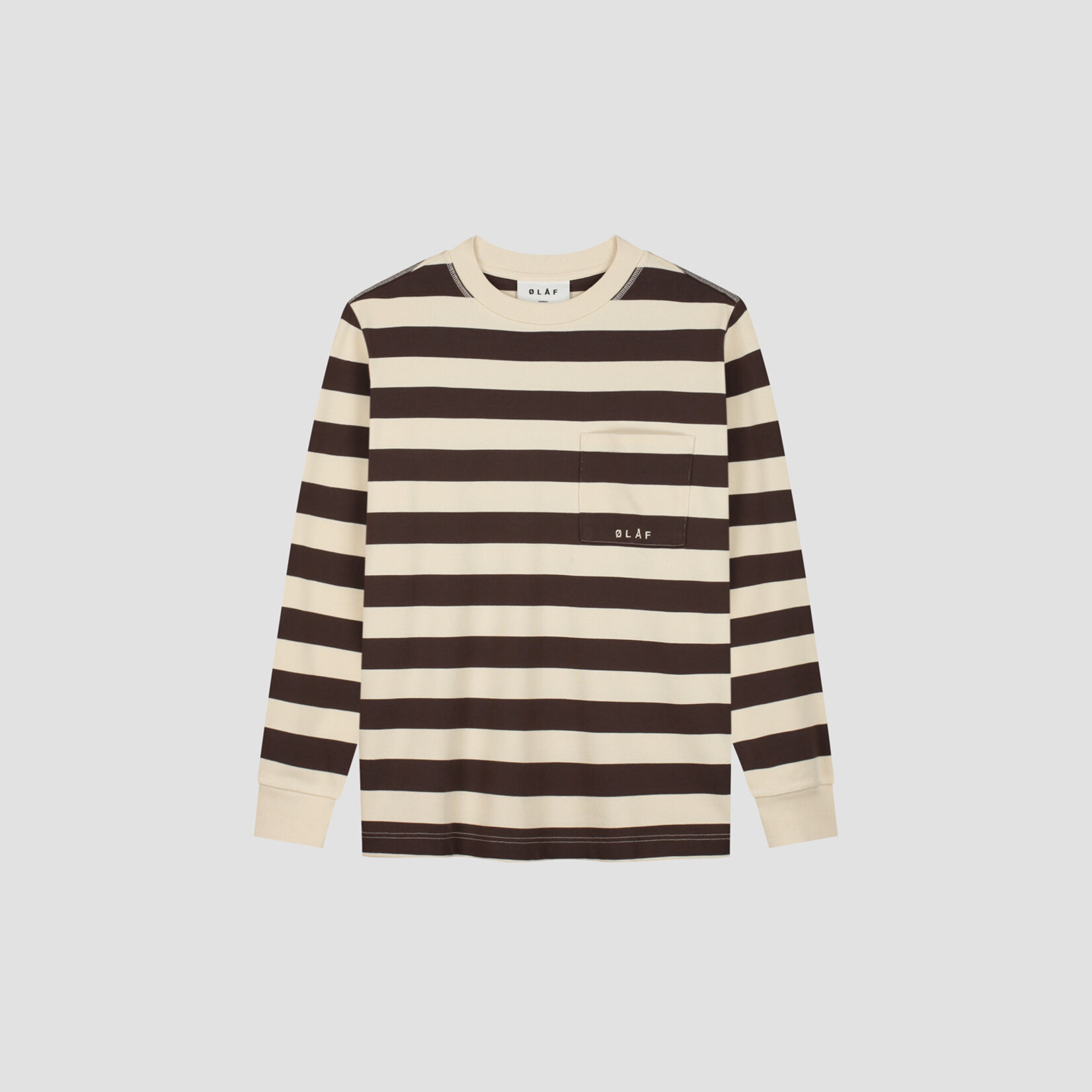 Olaf Hussein Olaf striped rib crewneck hot fudge