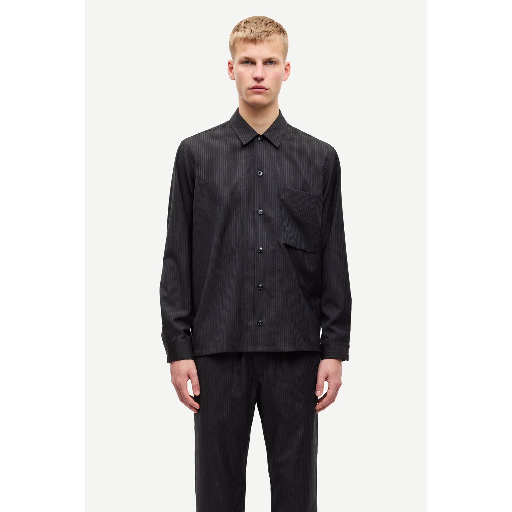 Samsoe & Samsoe Samsoe Samsoe Sadamon GO overshirt Turkish coffee pinstripe