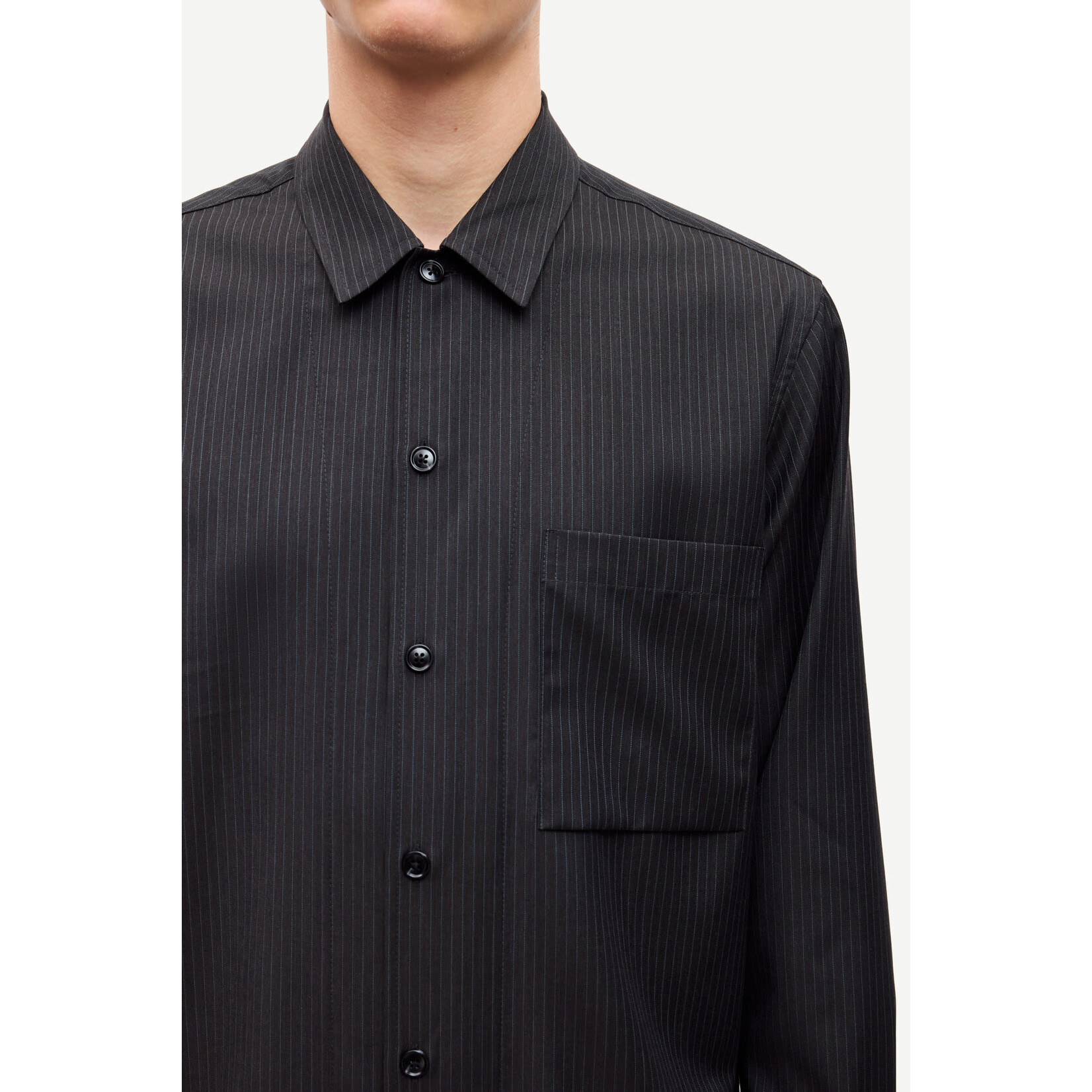 Samsoe & Samsoe Samsoe Samsoe Sadamon GO overshirt Turkish coffee pinstripe