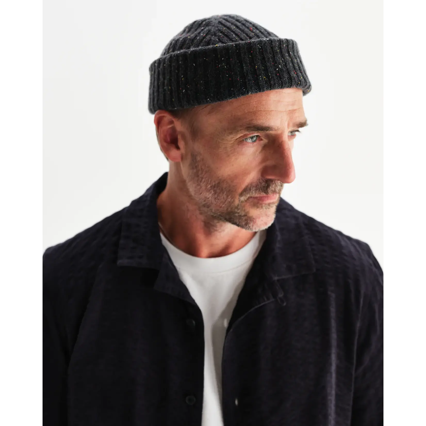 Wax London Wax London Brook Beanie Donegal Charcoal