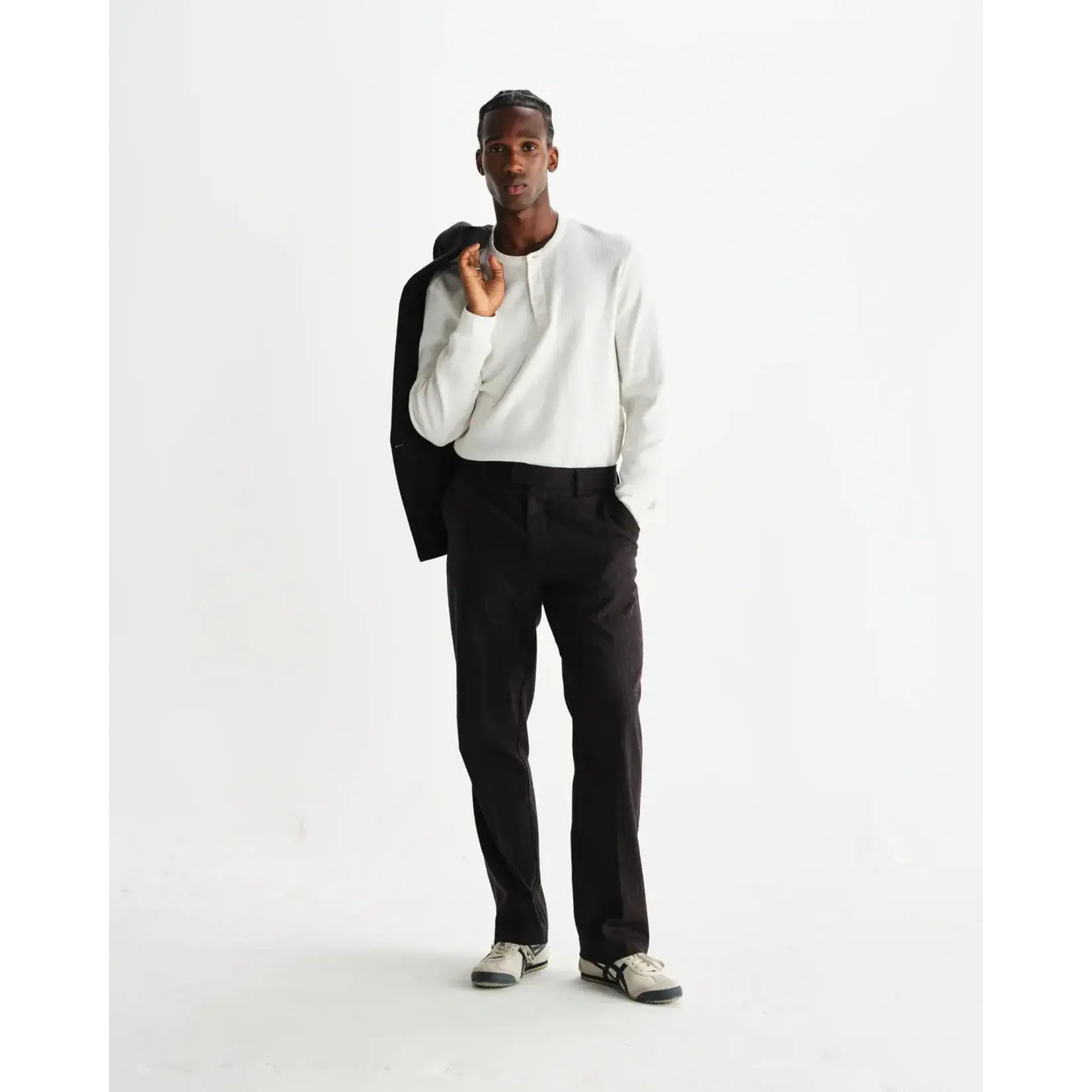 Wax London Wax London Aston trouser wool pinstripe dark brown