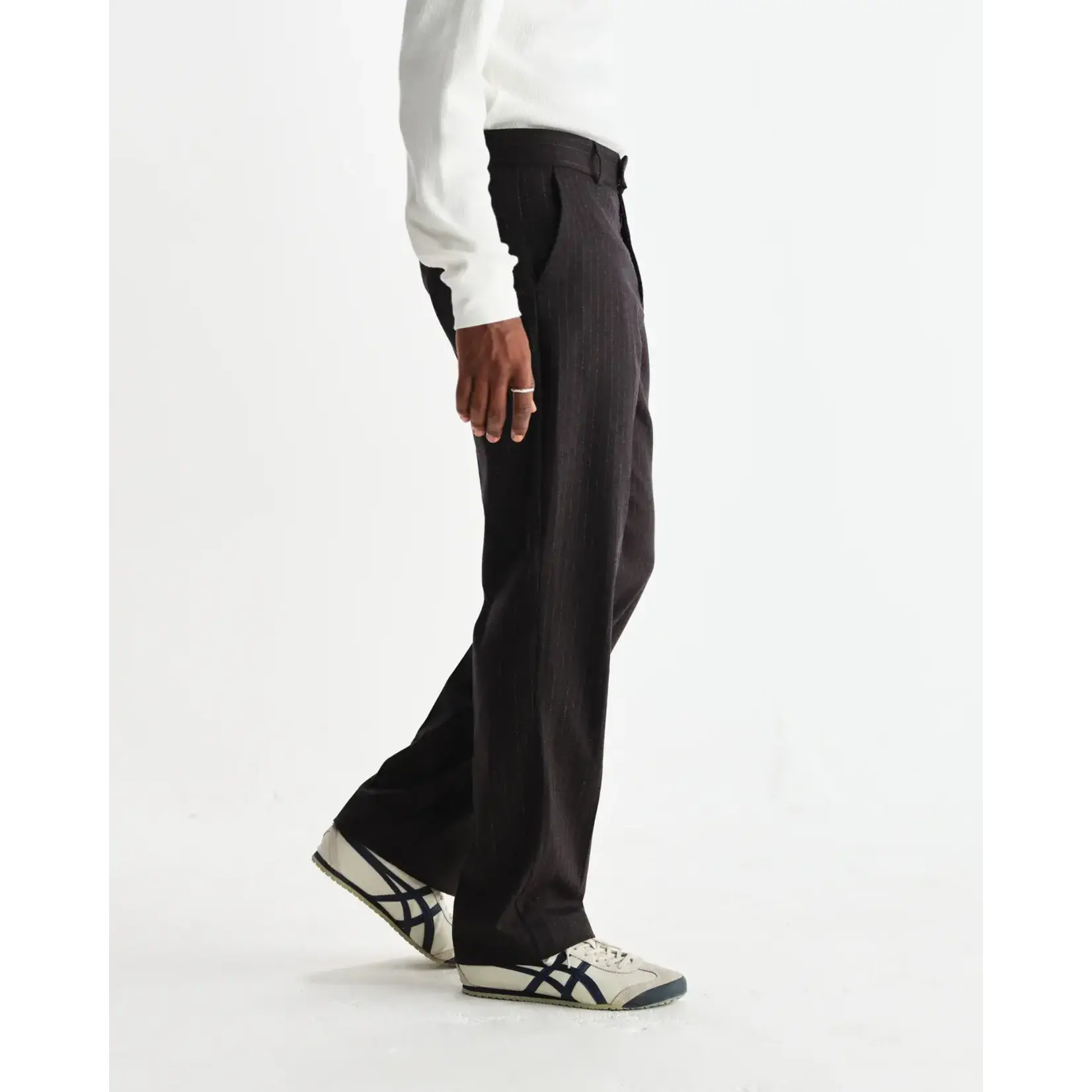 Wax London Wax London Aston trouser wool pinstripe dark brown