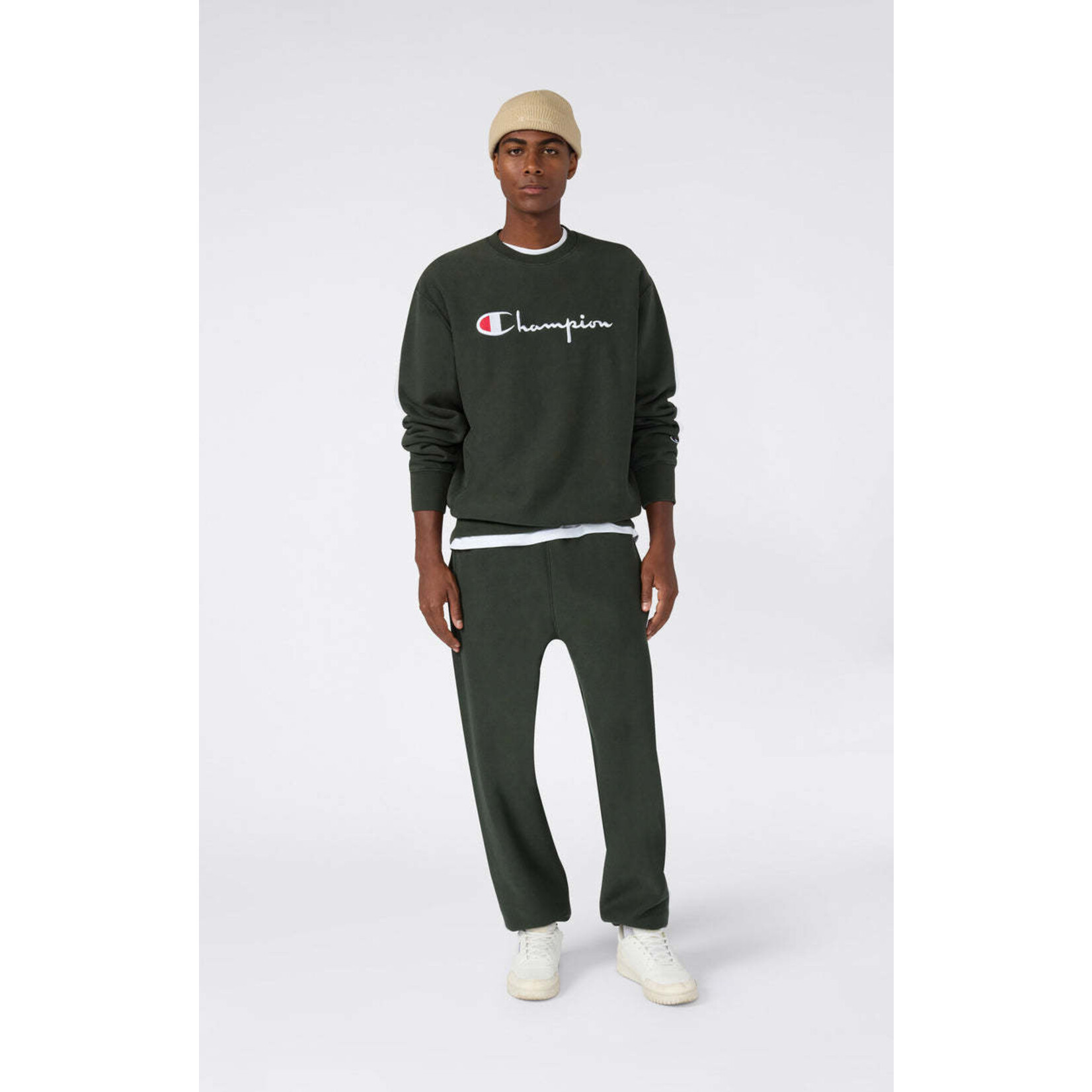 Champion Champion 221338 Crewneck logo sweatshirt dark green