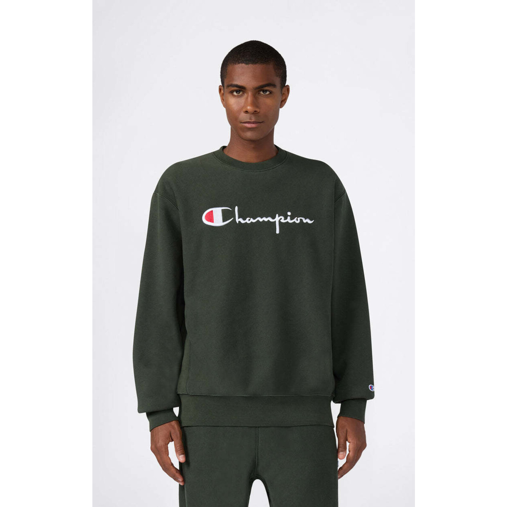 Champion Champion 221338 Crewneck logo sweatshirt dark green