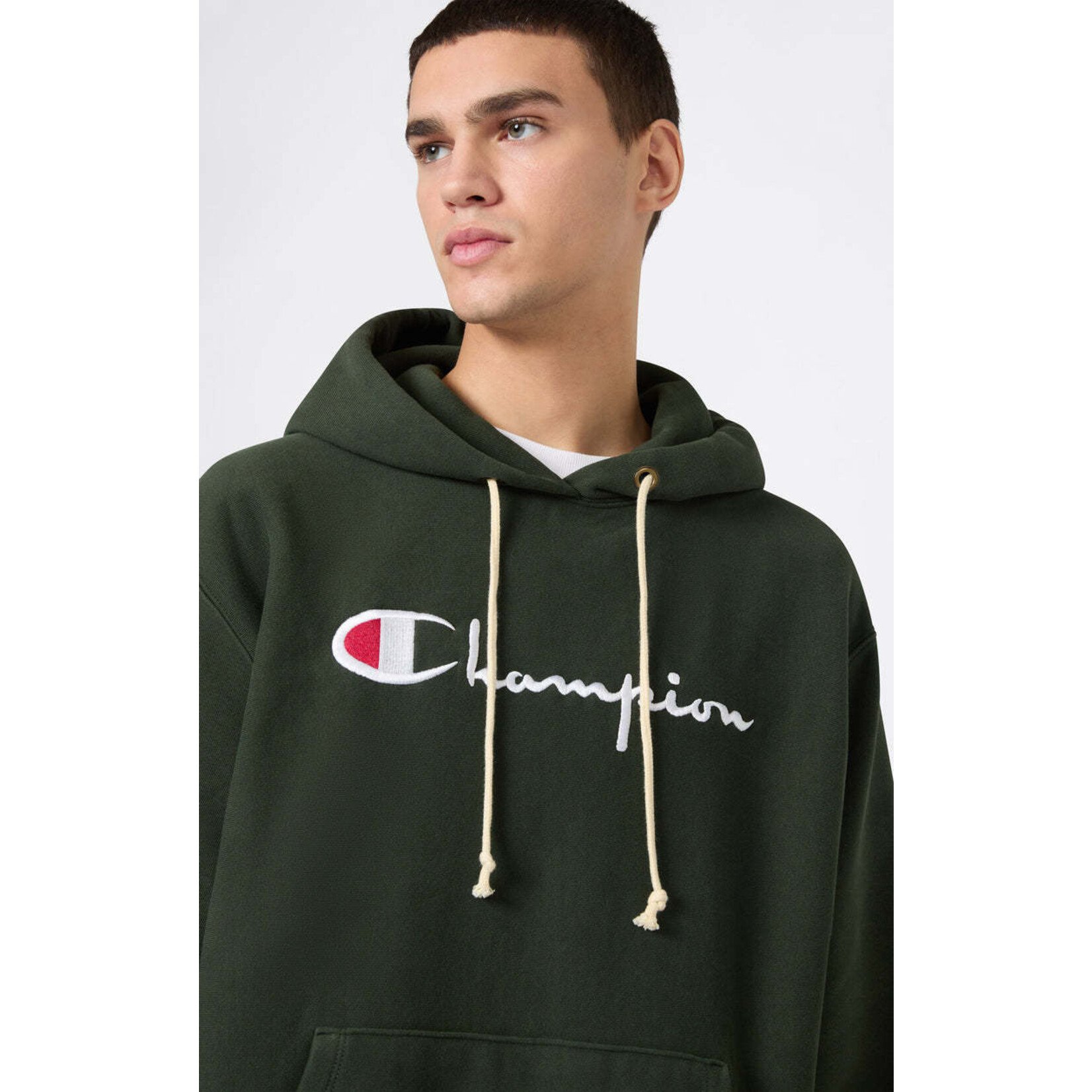Champion Champion 221337 Hooded logo sweatshirt dark green