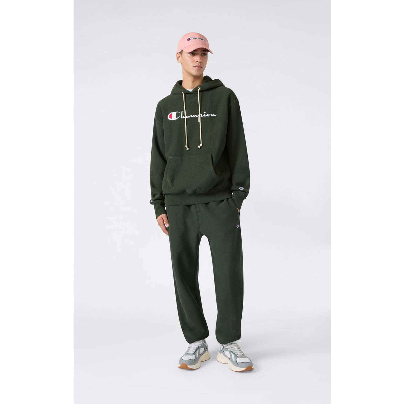Champion Champion 221337 Hooded logo sweatshirt dark green
