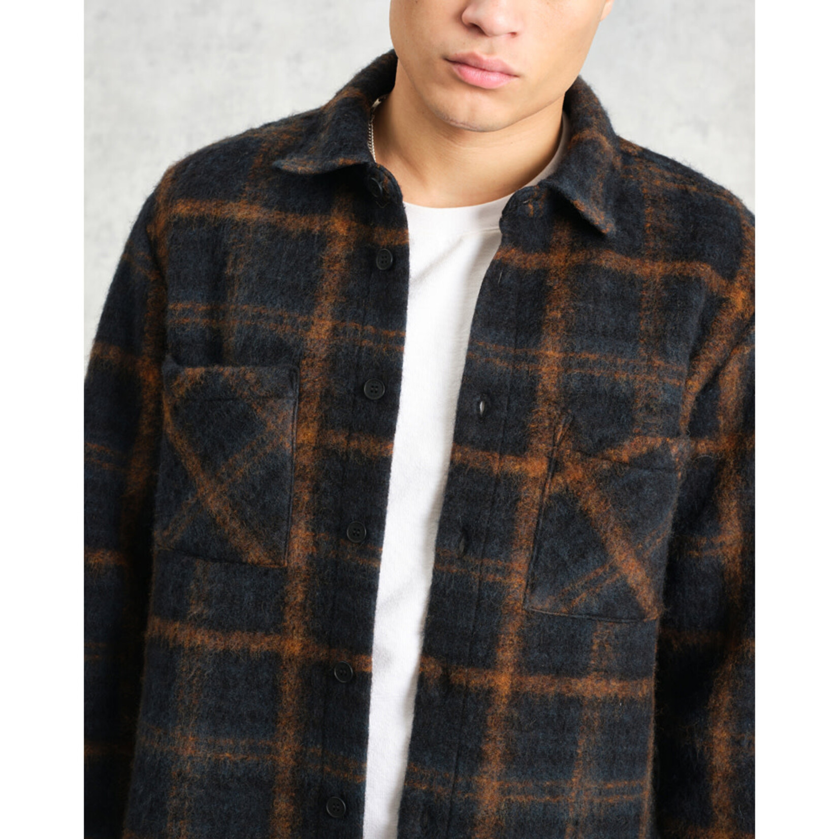 Wax London Wax London Whiting overshirt drawn check/ Orange