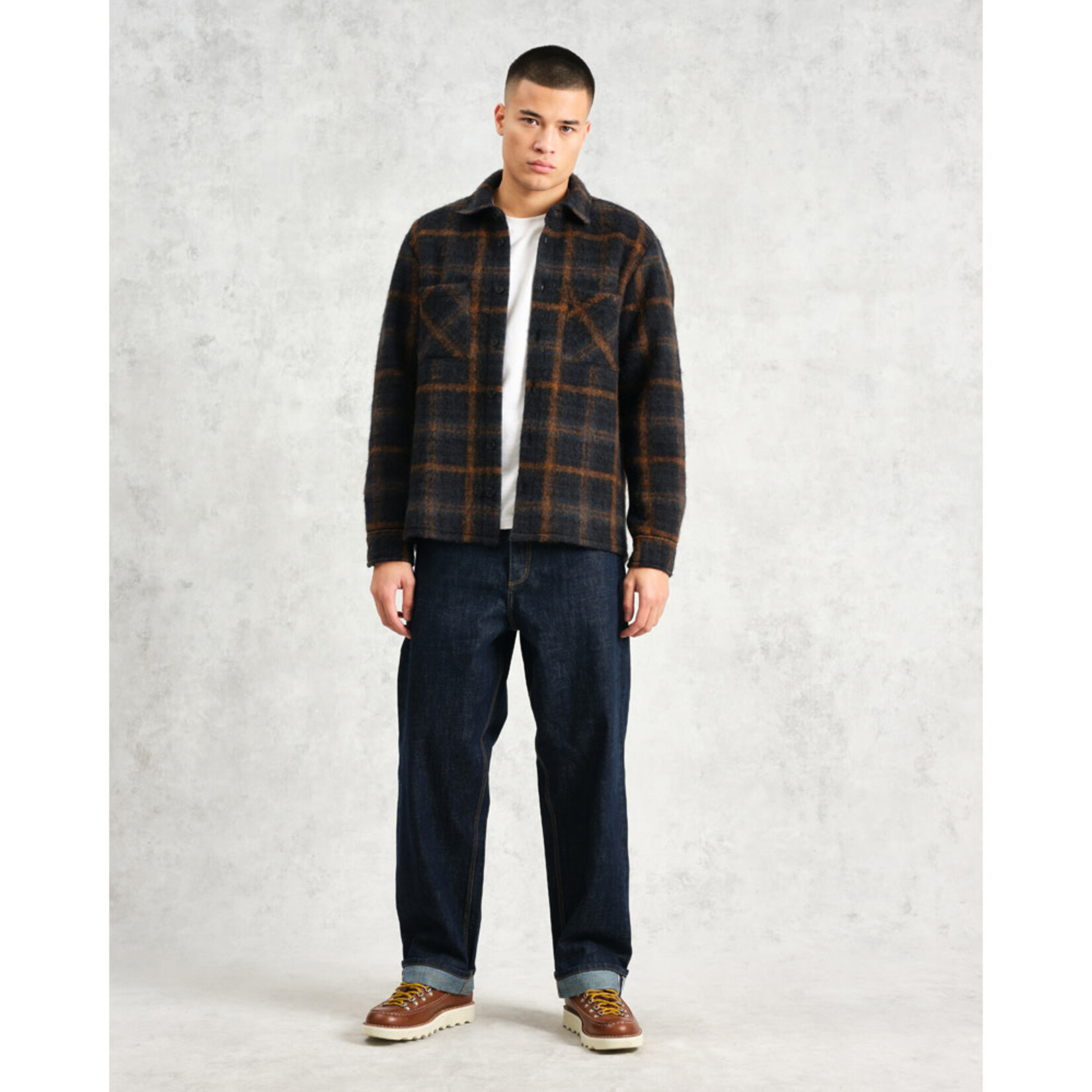 Wax London Wax London Whiting overshirt drawn check/ Orange