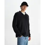 Wax London Wax London Carter open collar polo black