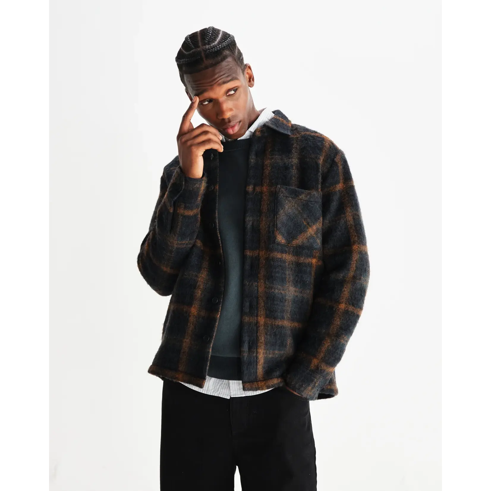 Wax London Wax London Whiting overshirt drawn check/ Orange