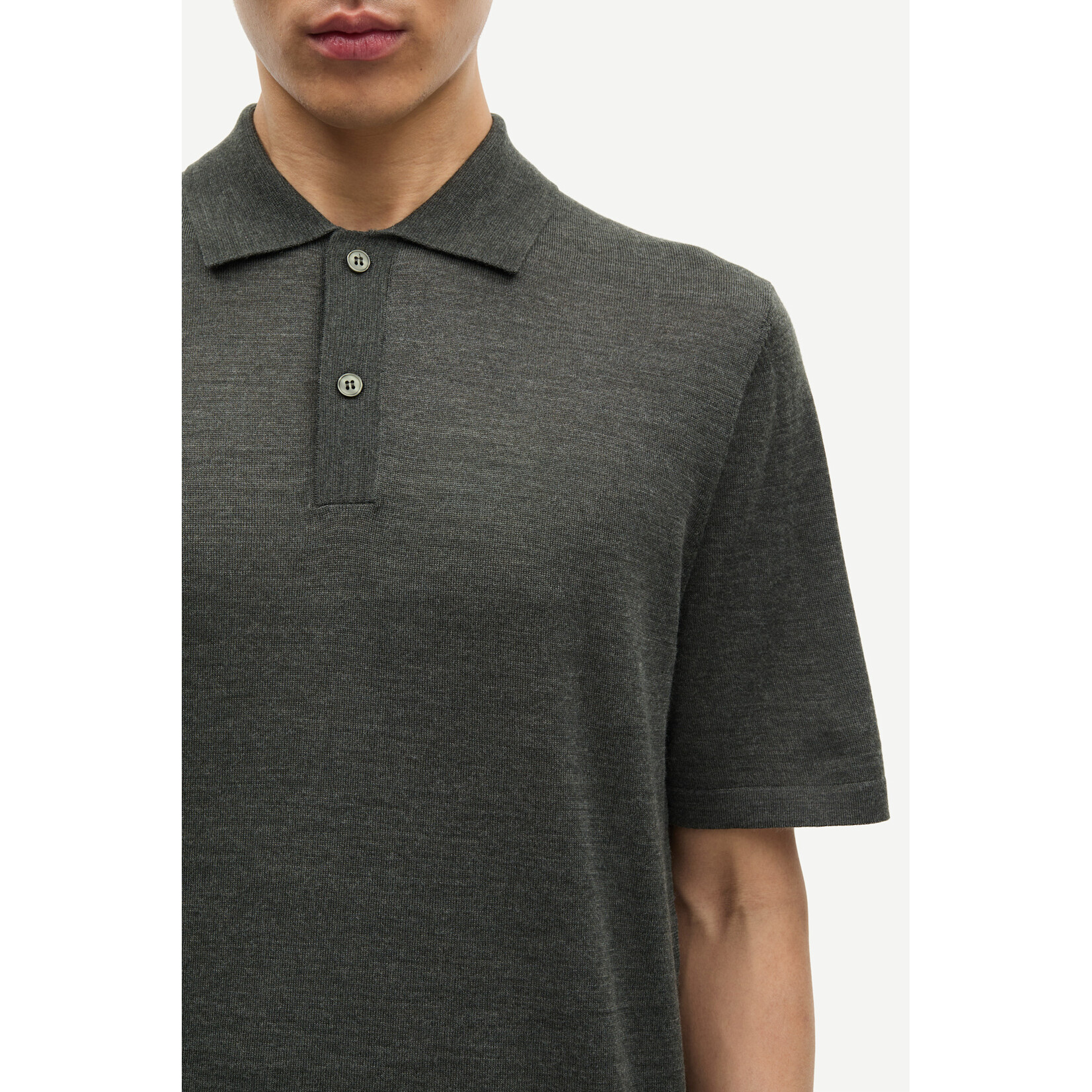 Samsoe & Samsoe Samsoe Samsoe Sarowan knit polo dark evergreen mel.