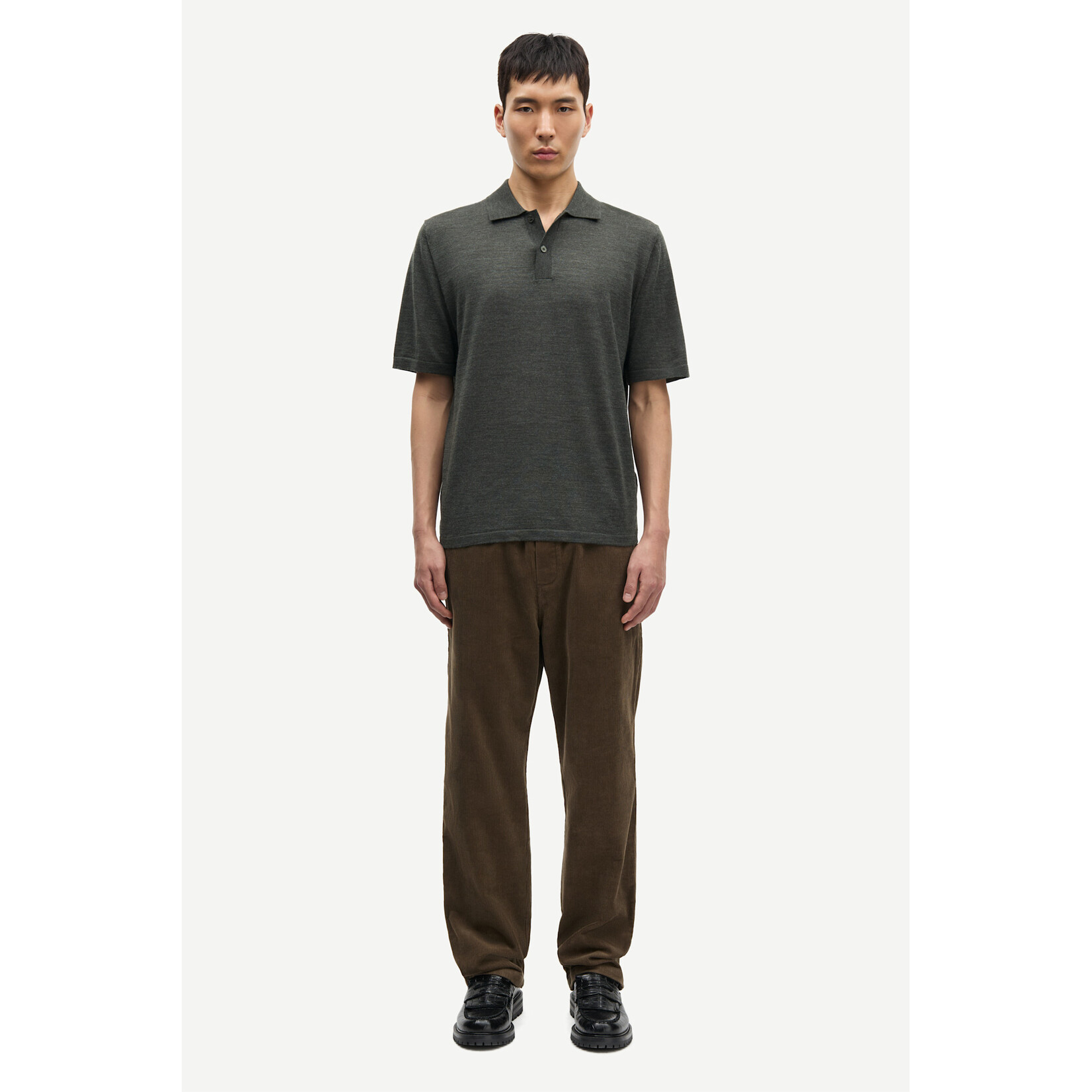 Samsoe & Samsoe Samsoe Samsoe Sarowan knit polo dark evergreen mel.