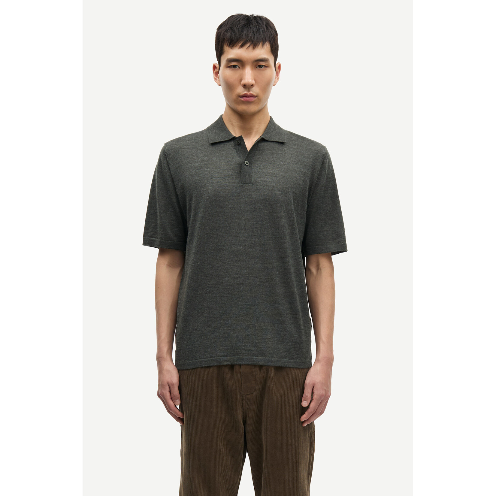 Samsoe & Samsoe Samsoe Samsoe Sarowan knit polo dark evergreen mel.