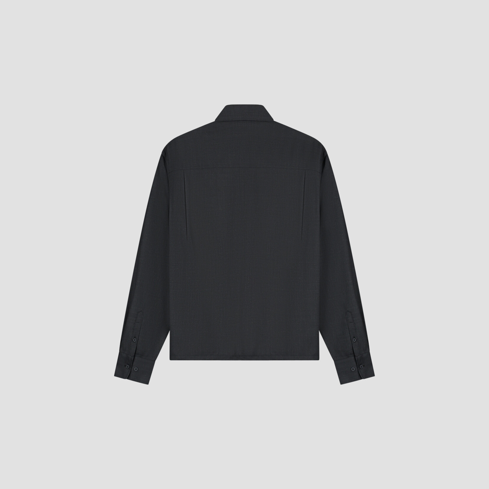 Olaf Hussein Olaf Wool Blend Boxy LS Shirt Charcoal