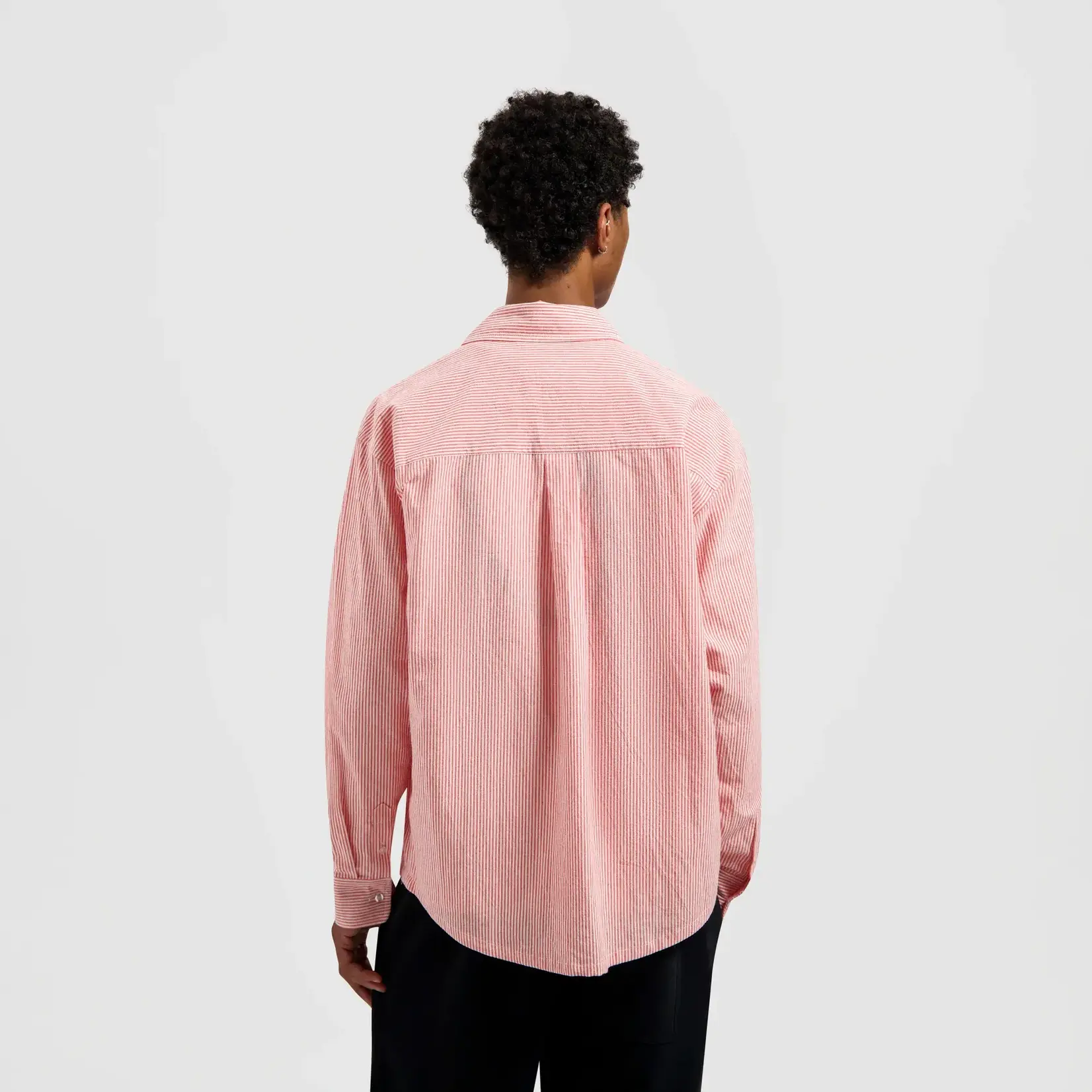 Olaf Hussein Olaf Oversized Stripe Oxford Shirt Burnt Coral