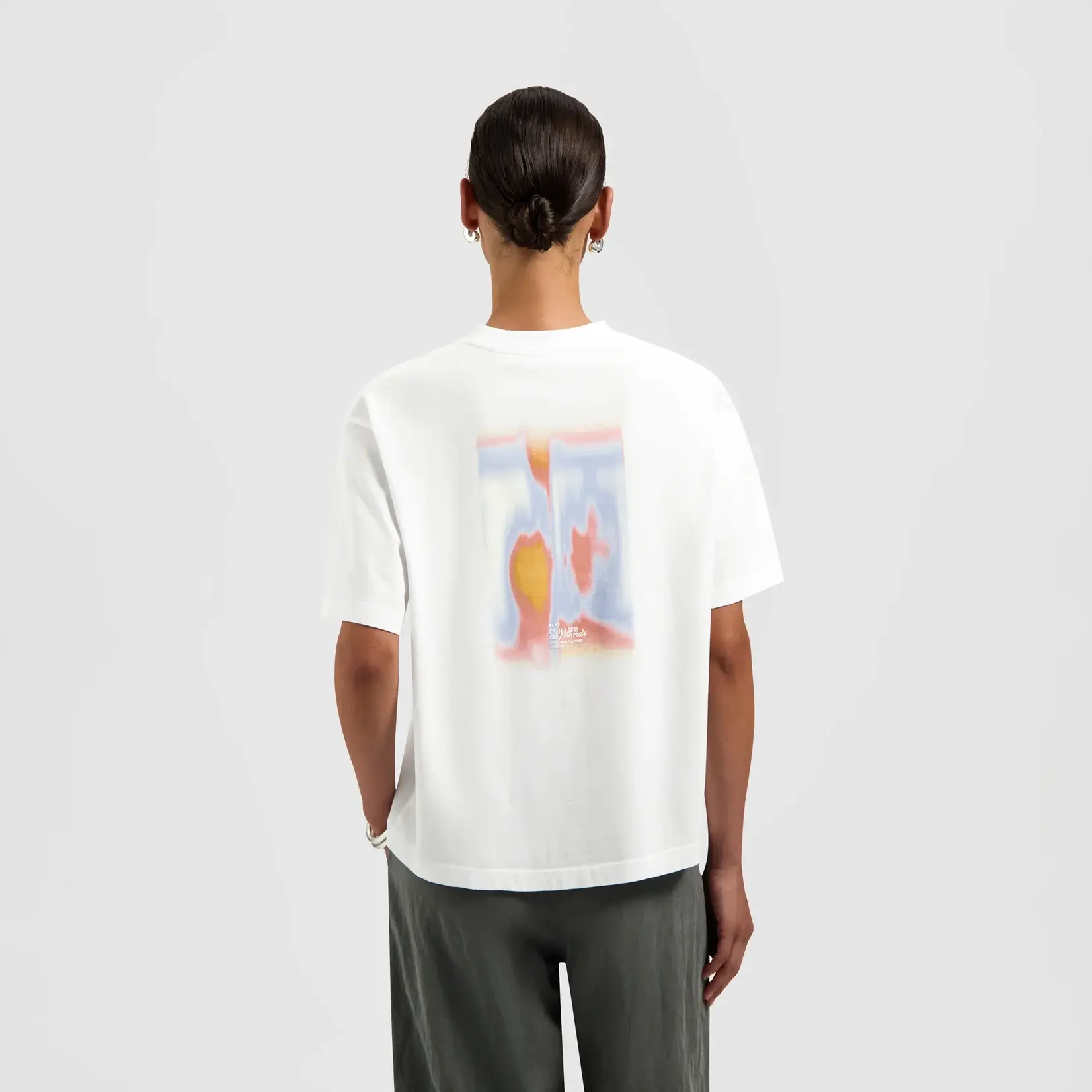 Olaf Hussein Olaf Brushstroke Graphic Boxy Tee Optical White