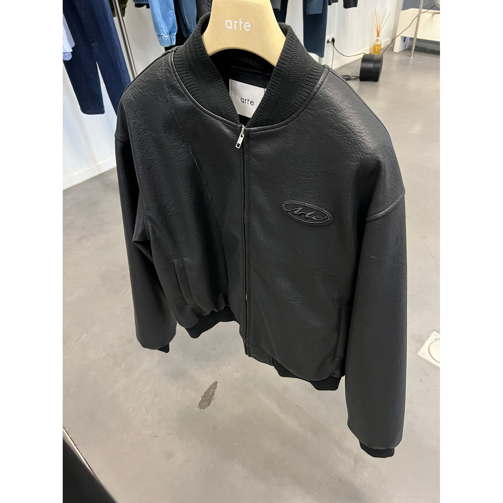 Arte Arte Leather Varsity Jacket Black