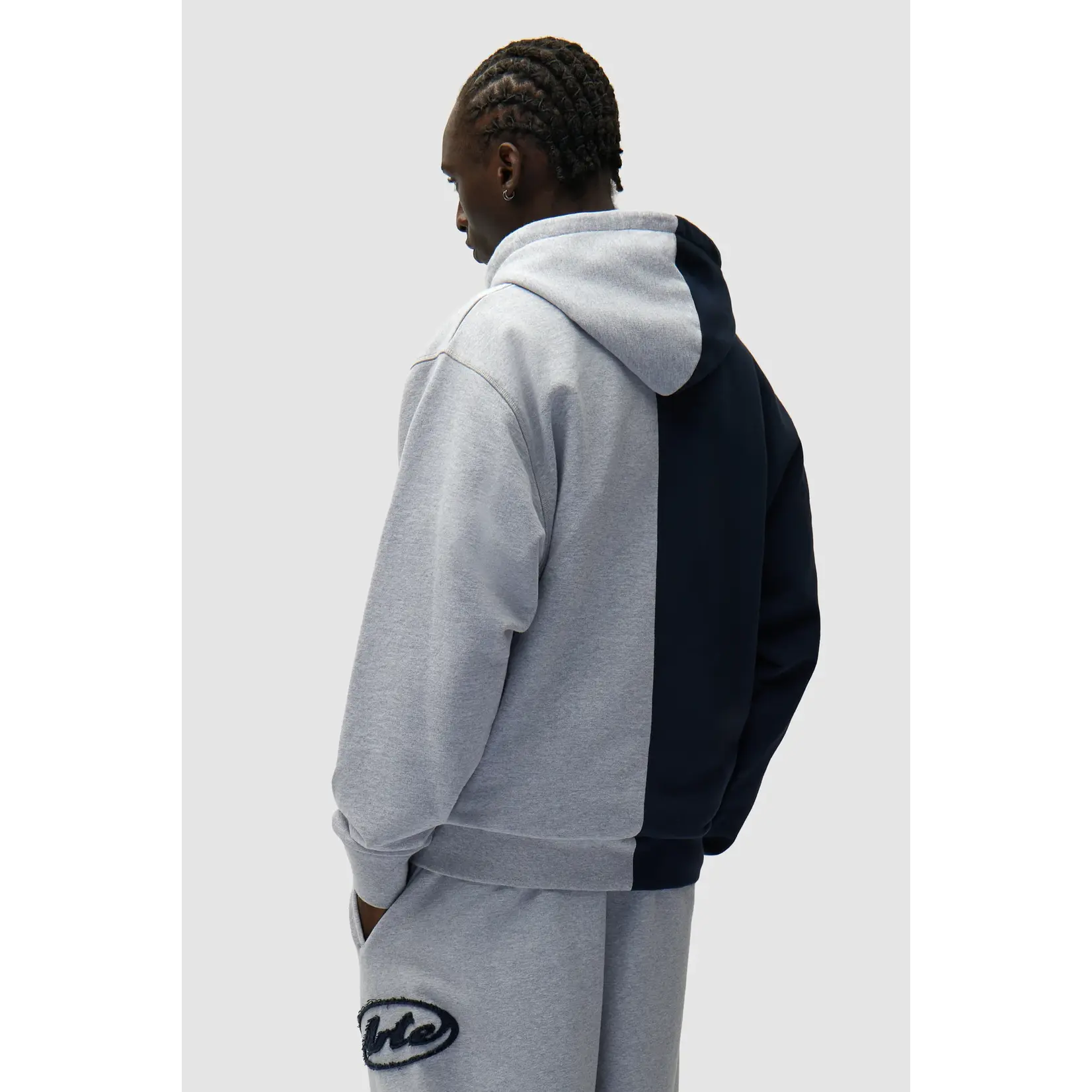 Arte Arte Split Patch Zip Hoodie Grey/Navy