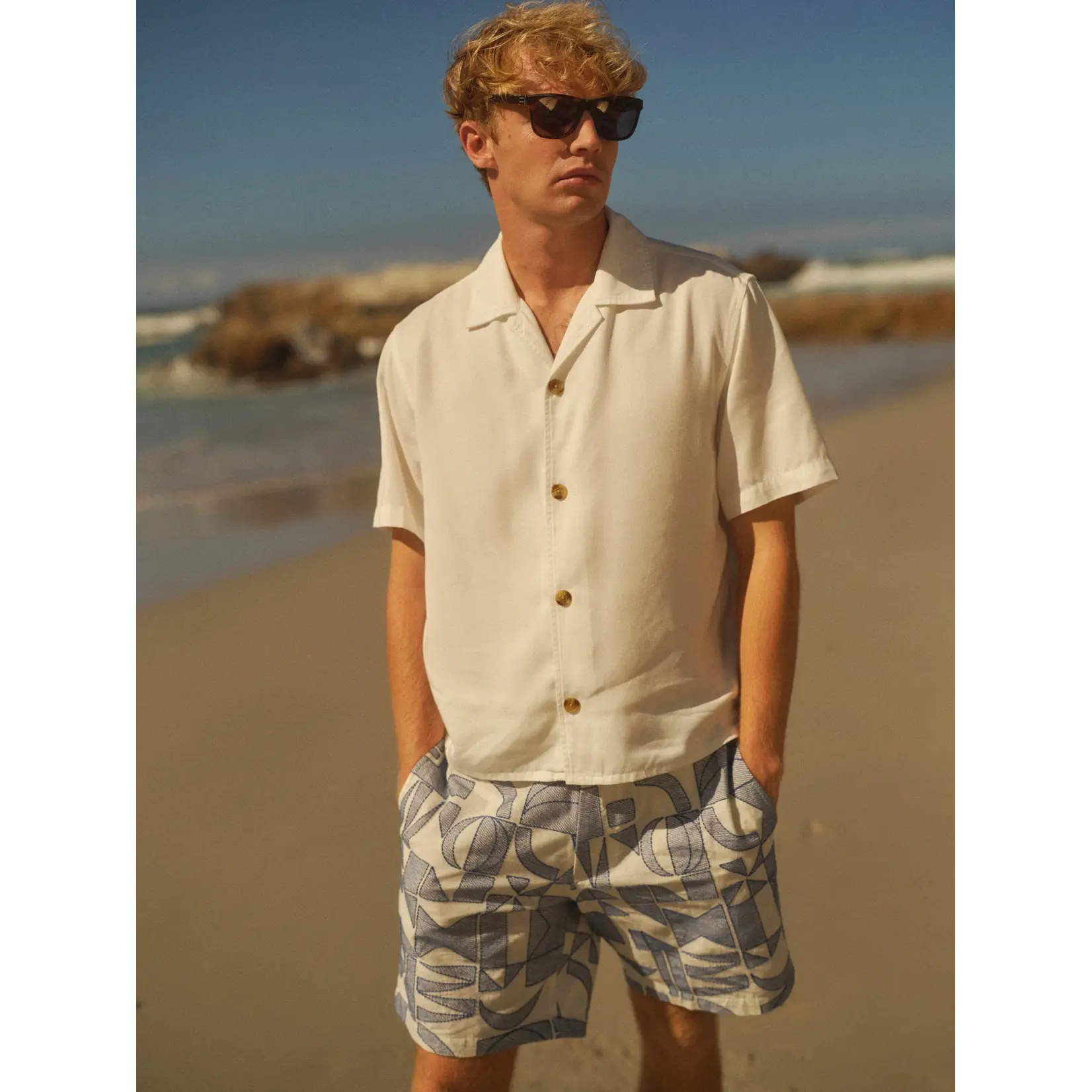 Wax London Wax London Curzon SS Shirt Drapey Tencel Twill Off White