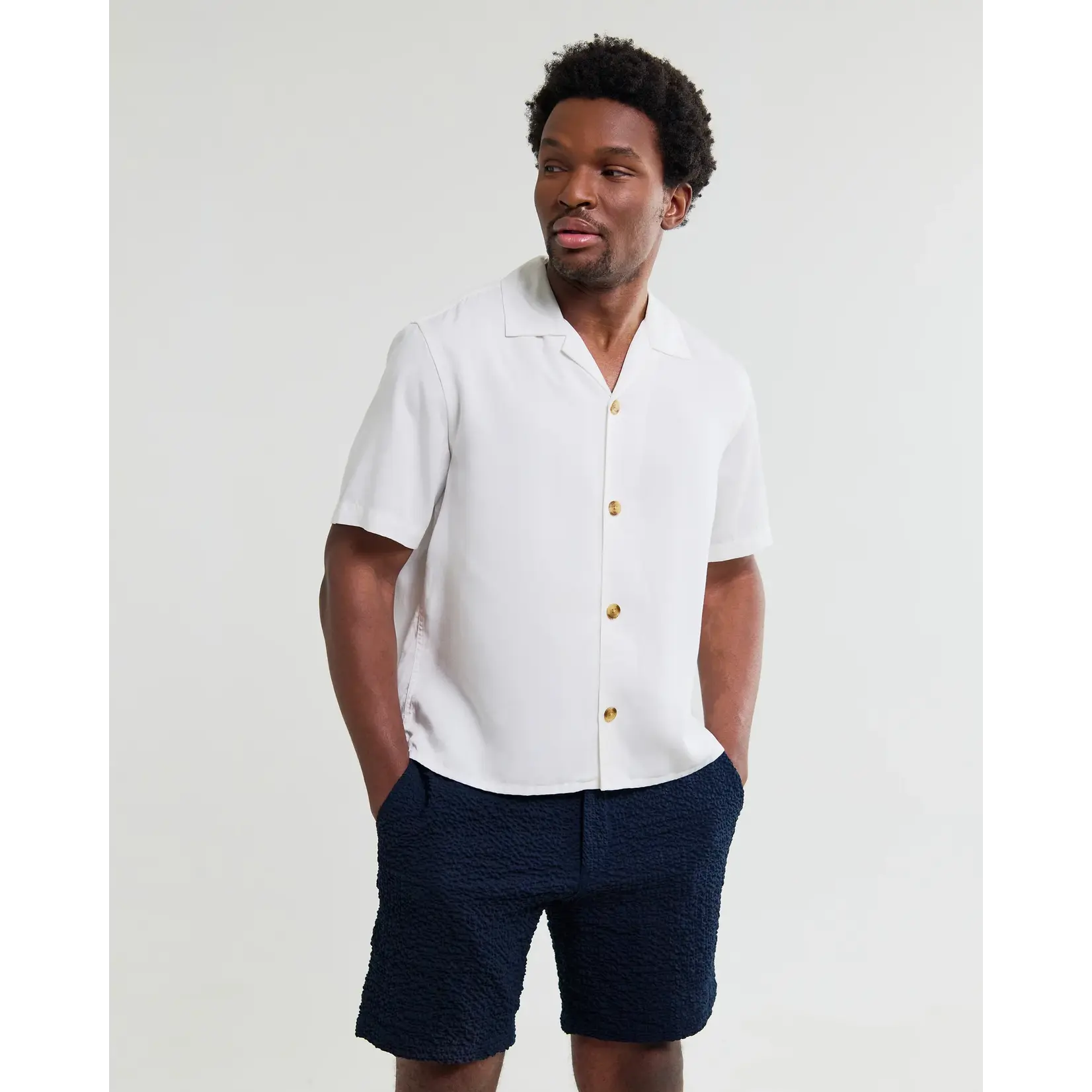 Wax London Wax London Curzon SS Shirt Drapey Tencel Twill Off White