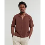 Wax London Wax London Curzon SS Shirt Drapey Tencel Twill Brown