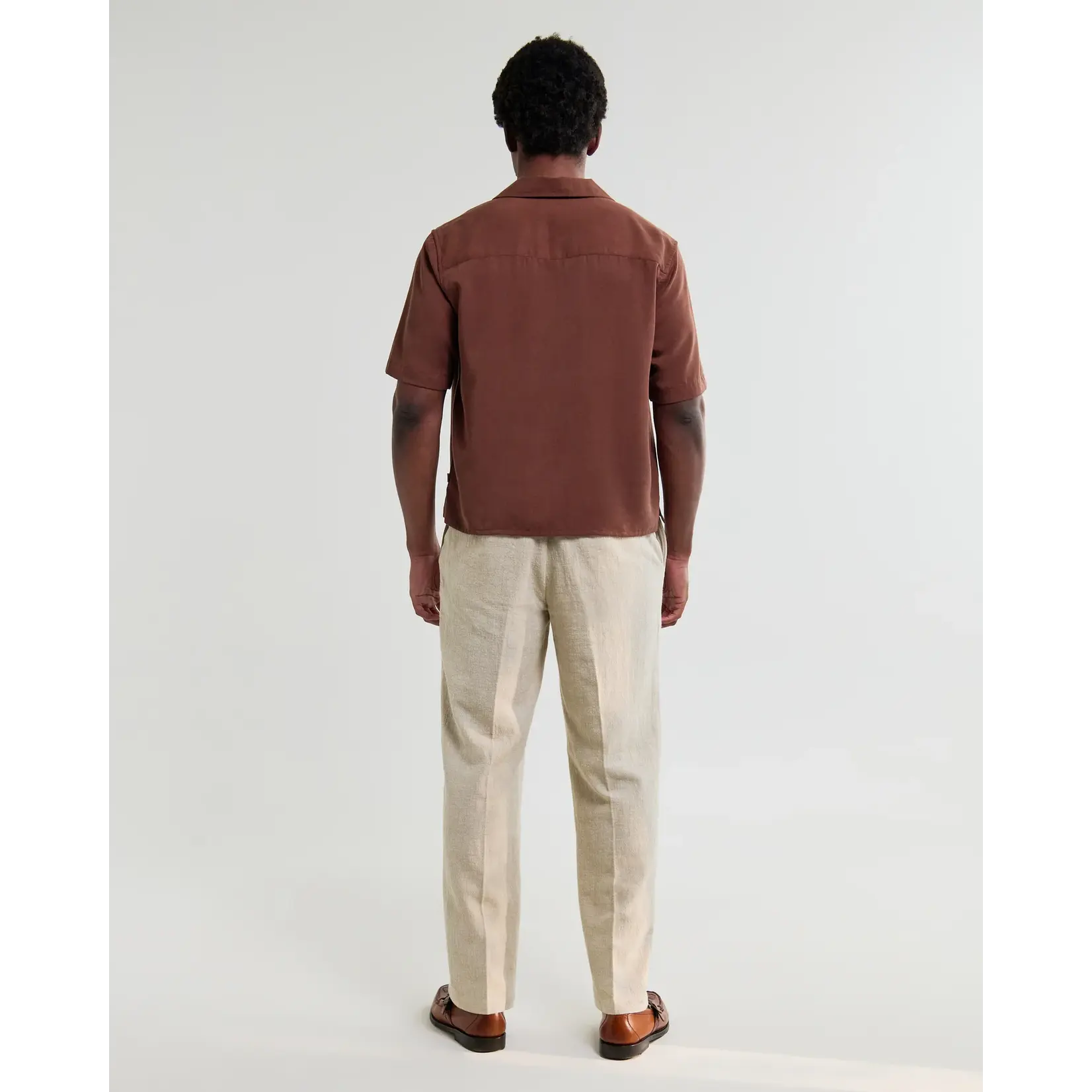 Wax London Wax London Curzon SS Shirt Drapey Tencel Twill Brown