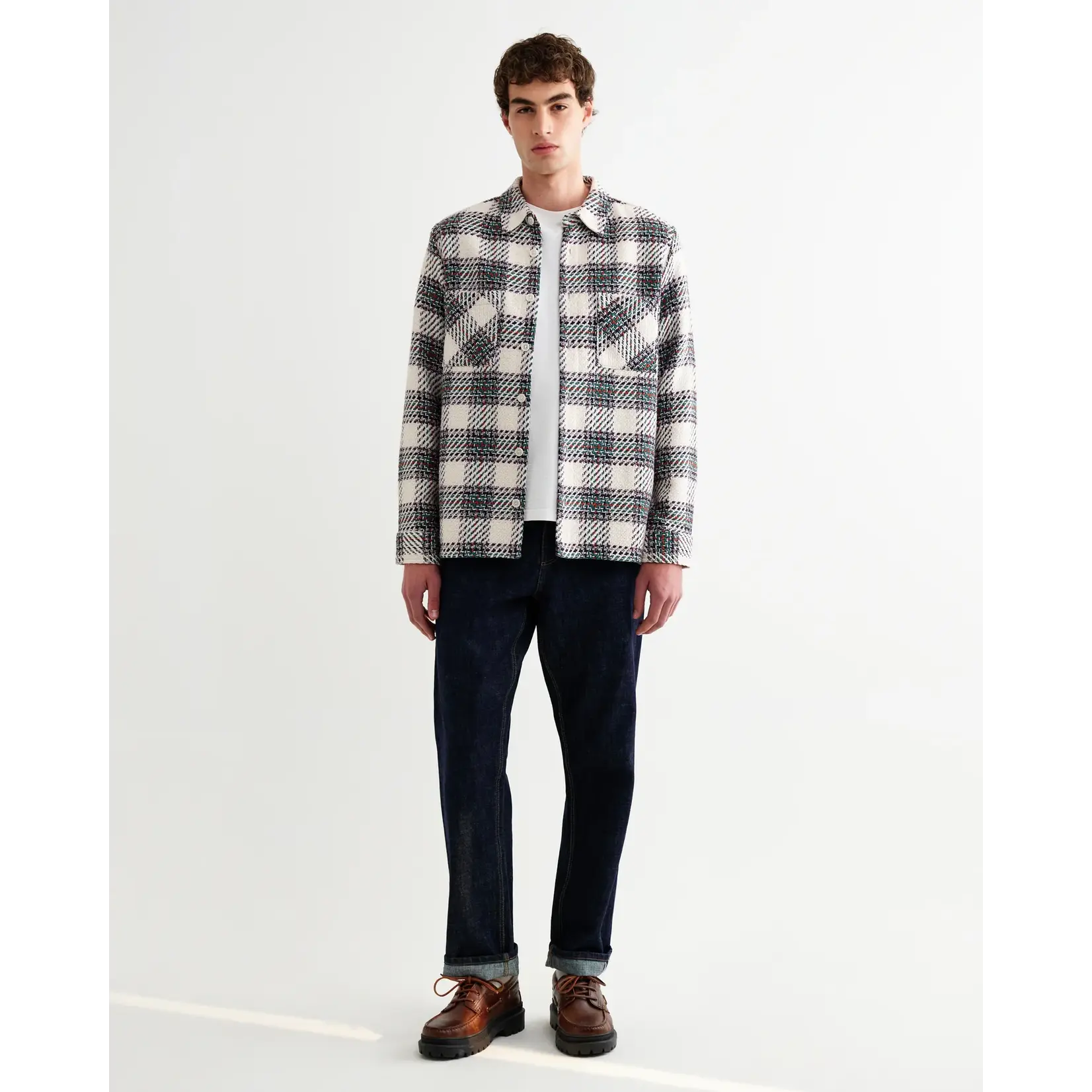 Wax London Wax London Whiting Overshirt Hutton Check Ecru / Green
