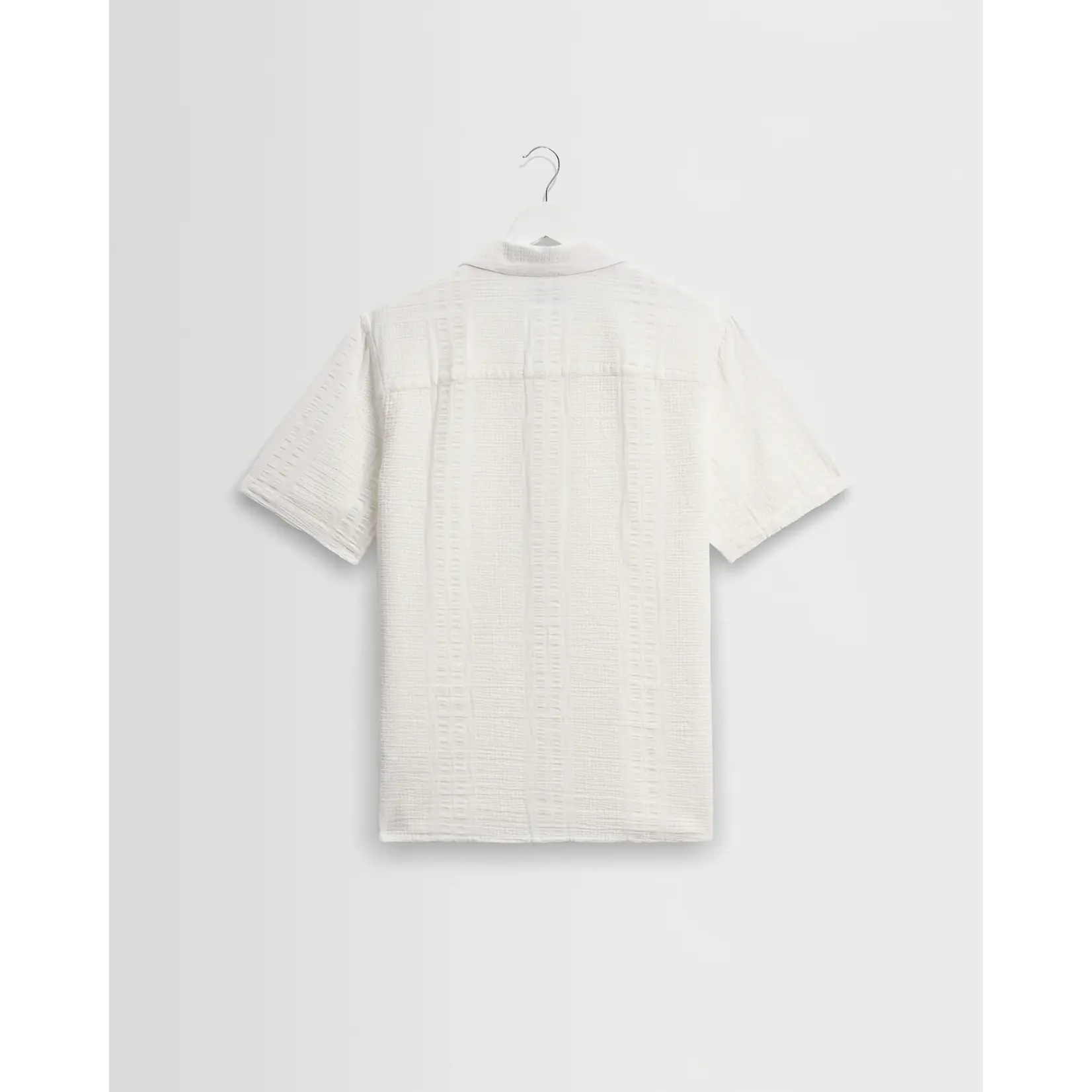 Wax London Wax London Didcot SS Shirt Dbl-Weave Seersucker Ecru