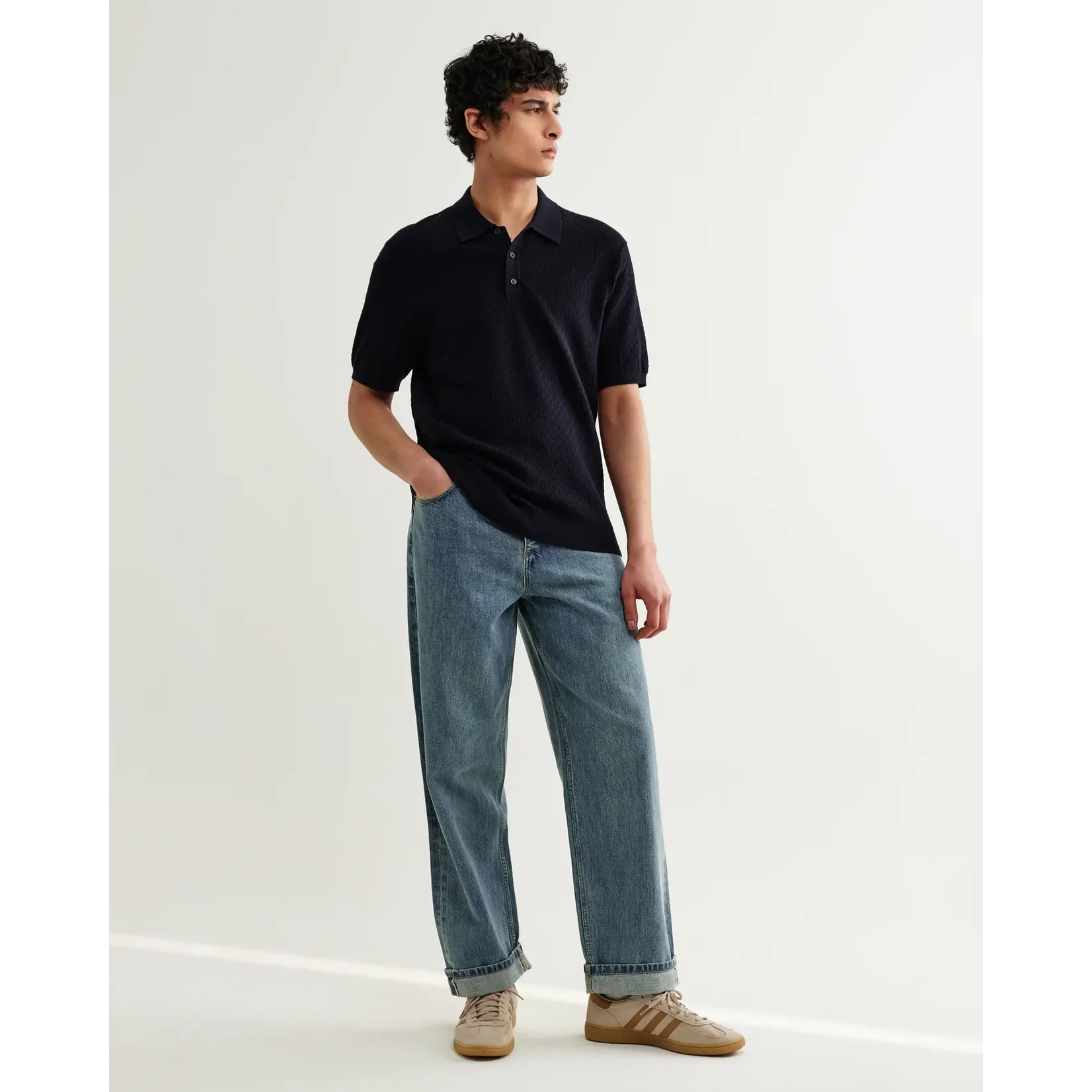 Wax London Wax London Naples SS Polo Retro Diamond Cotton Navy