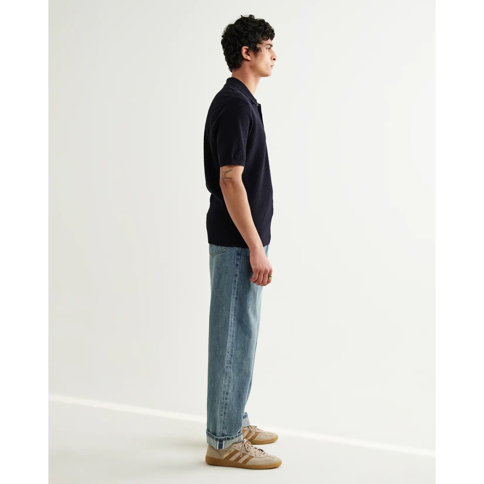 Wax London Wax London Naples SS Polo Retro Diamond Cotton Navy