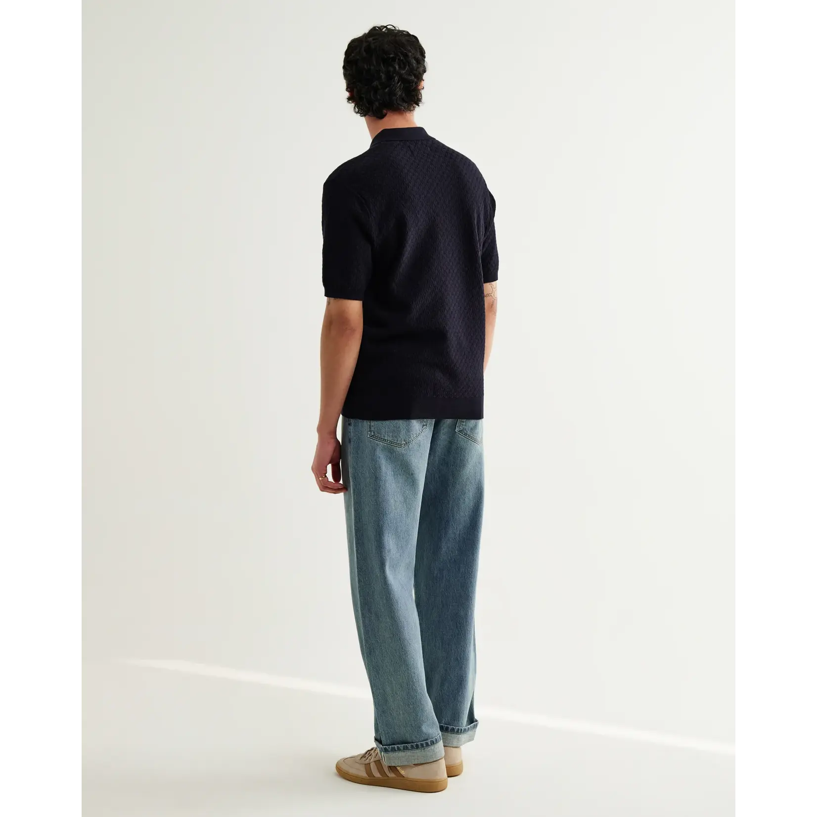 Wax London Wax London Naples SS Polo Retro Diamond Cotton Navy